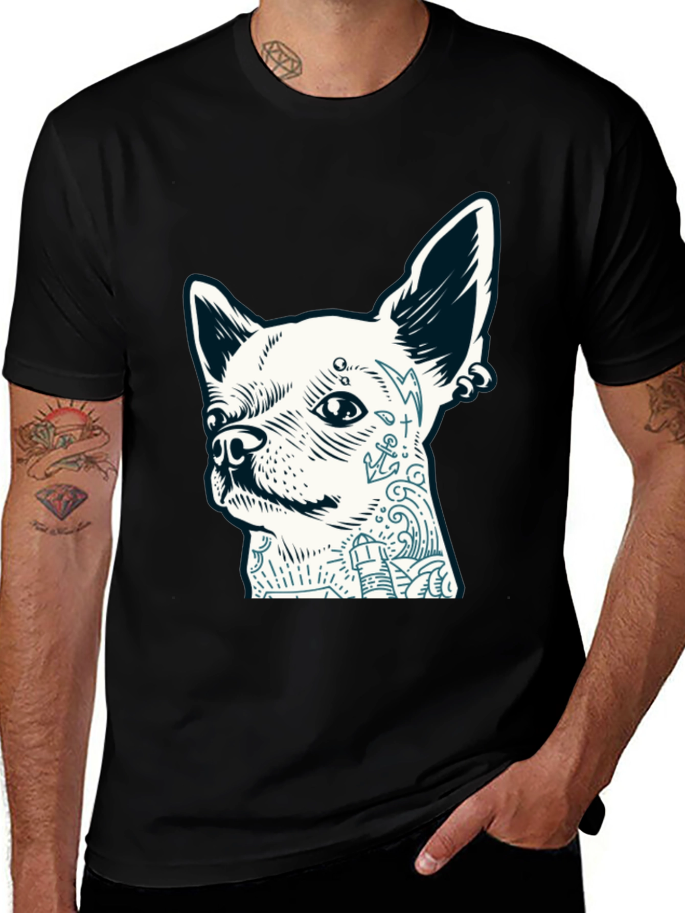 Variant 9 of Tattoo Dog Graphic Black T-Shirt