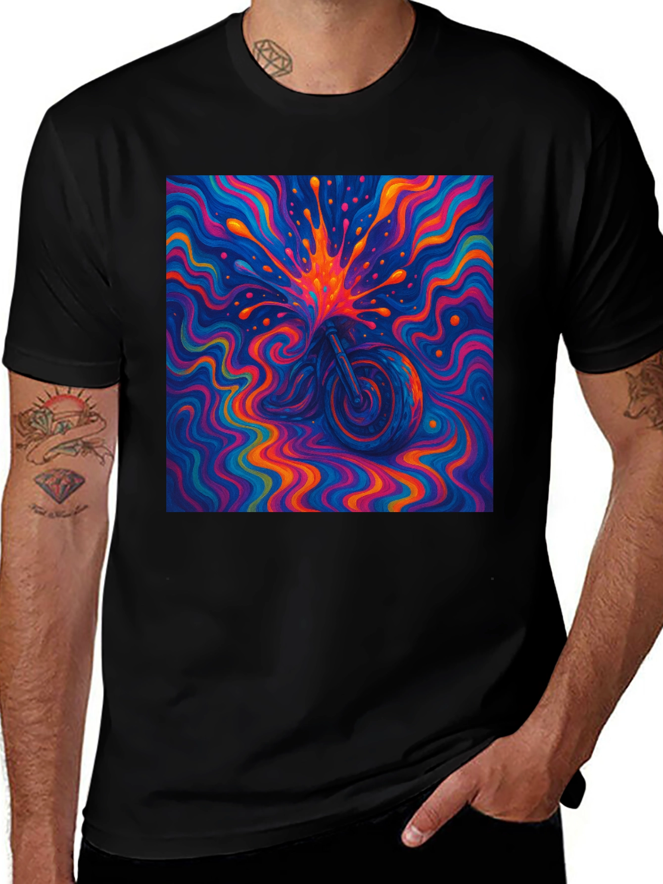 Variant 3 of Psychedelic Motorcycle T-Shirt - Vivid Graphic Tee