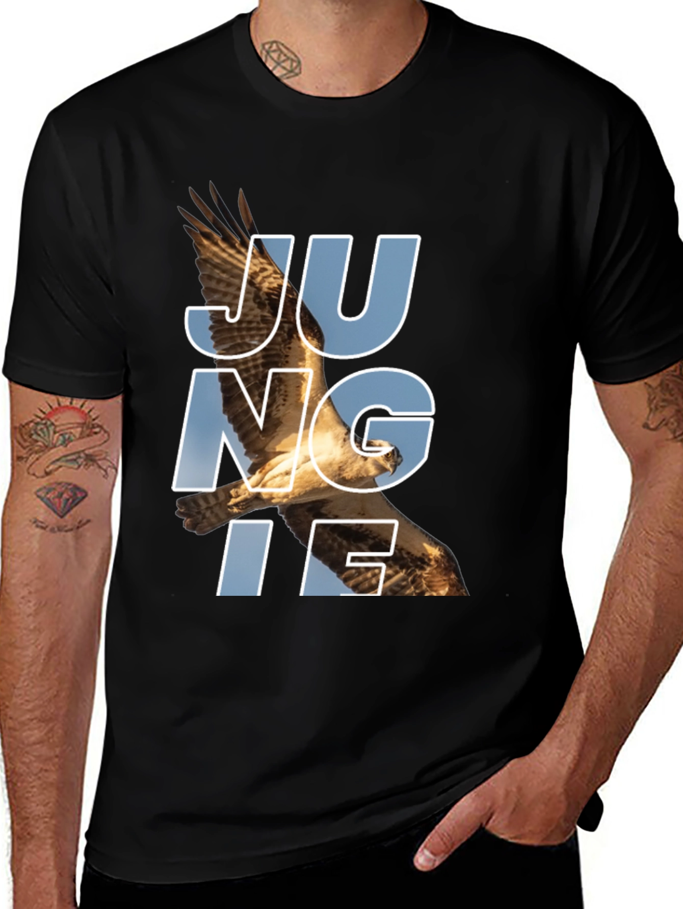 Variant 24 of JUNGLE Eagle Graphic T-Shirt - Black