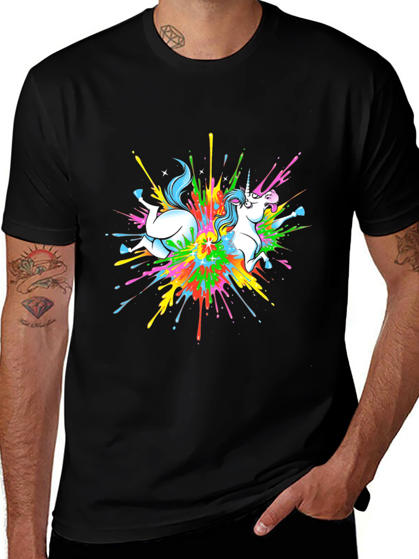 Unicorn Paint Splatter Graphic Tee
