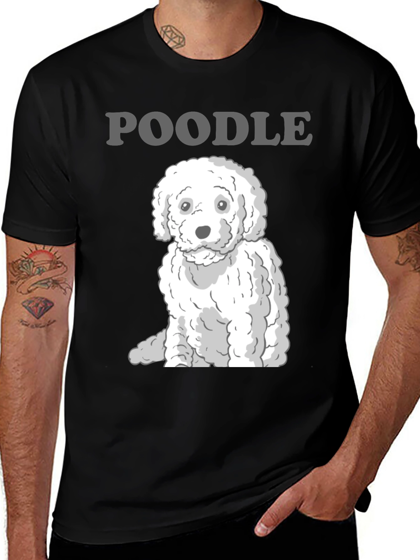 Variant 25 of Poodle Graphic Tee - Men's Black T-Shirt