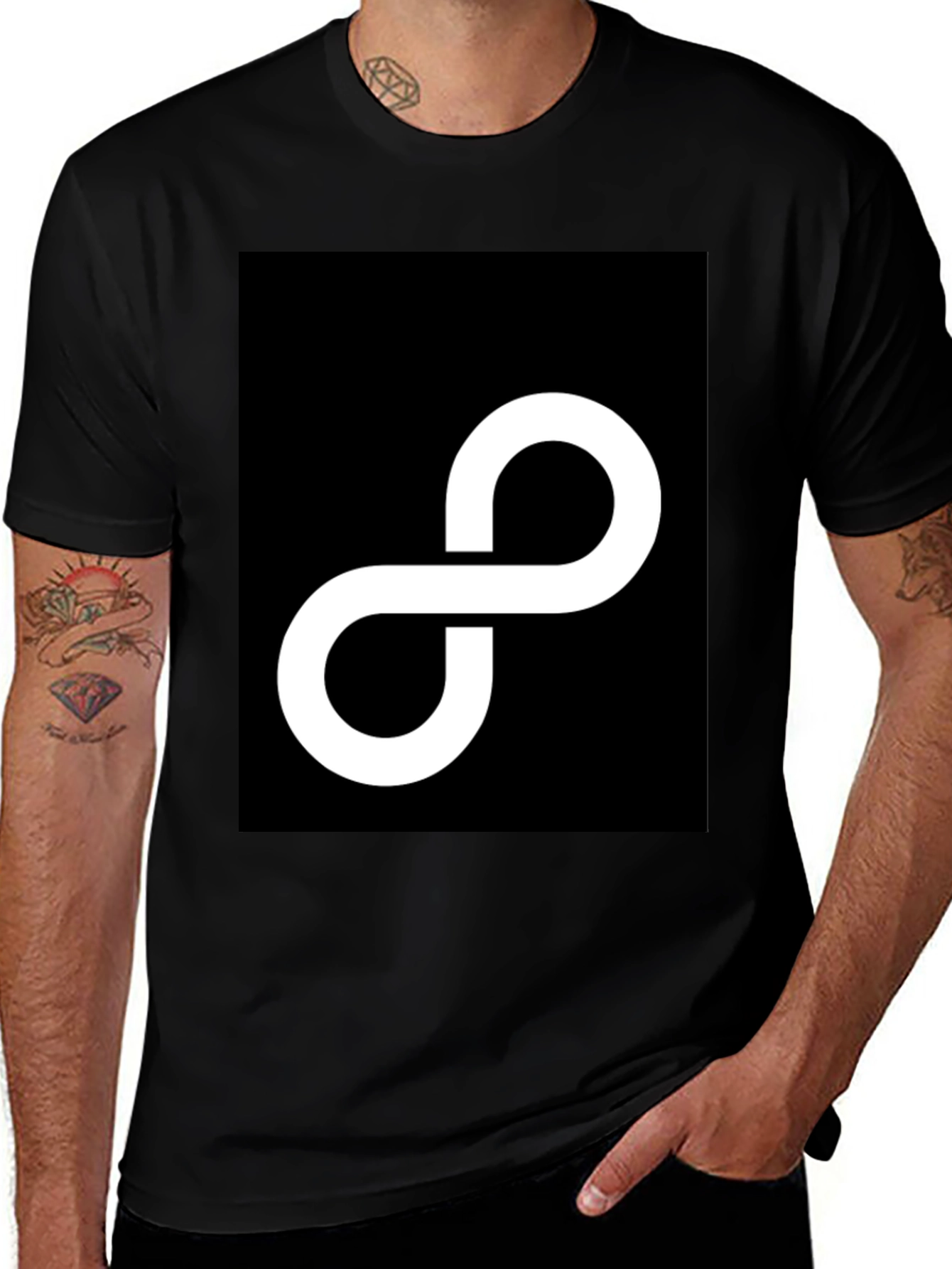 Variant 13 of Infinity Symbol Graphic Tee - Casual Black T-Shirt
