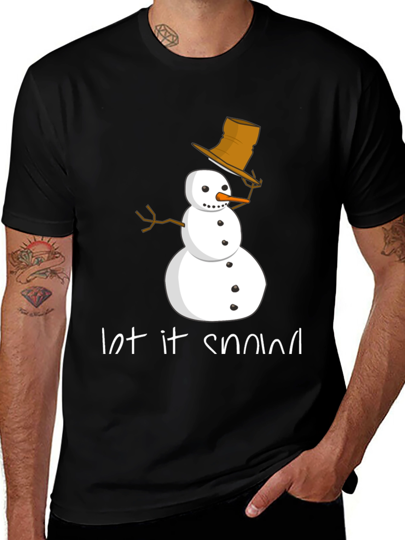 Variant 3 of Let it Snow T-Shirt - Festive Snowman Design