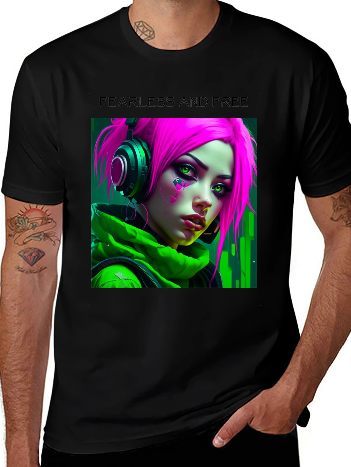 Variant 27 of Fearless & Free Cyberpunk Girl Graphic Tee