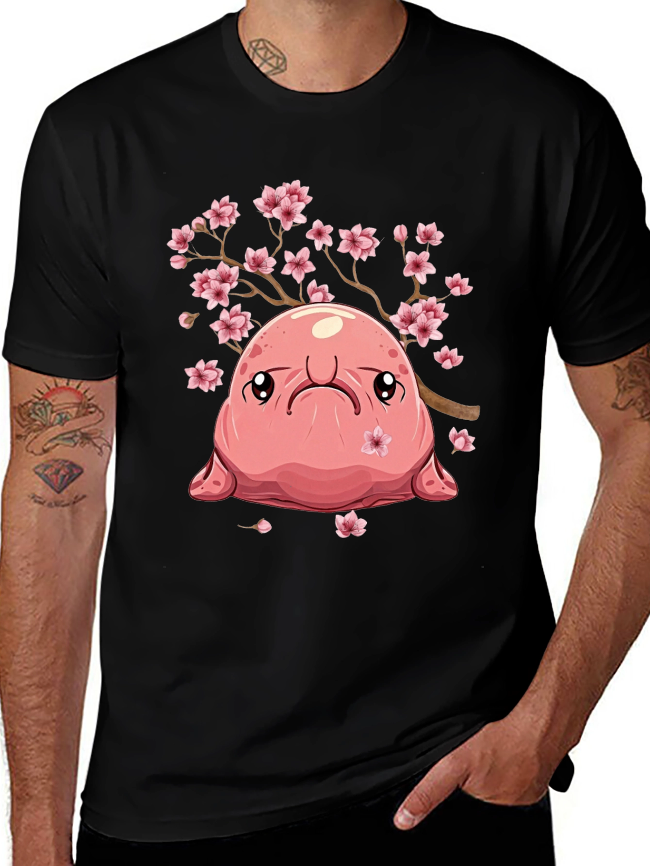Variant 27 of Blobfish Cherry Blossom T-Shirt - Unique Graphic Tee