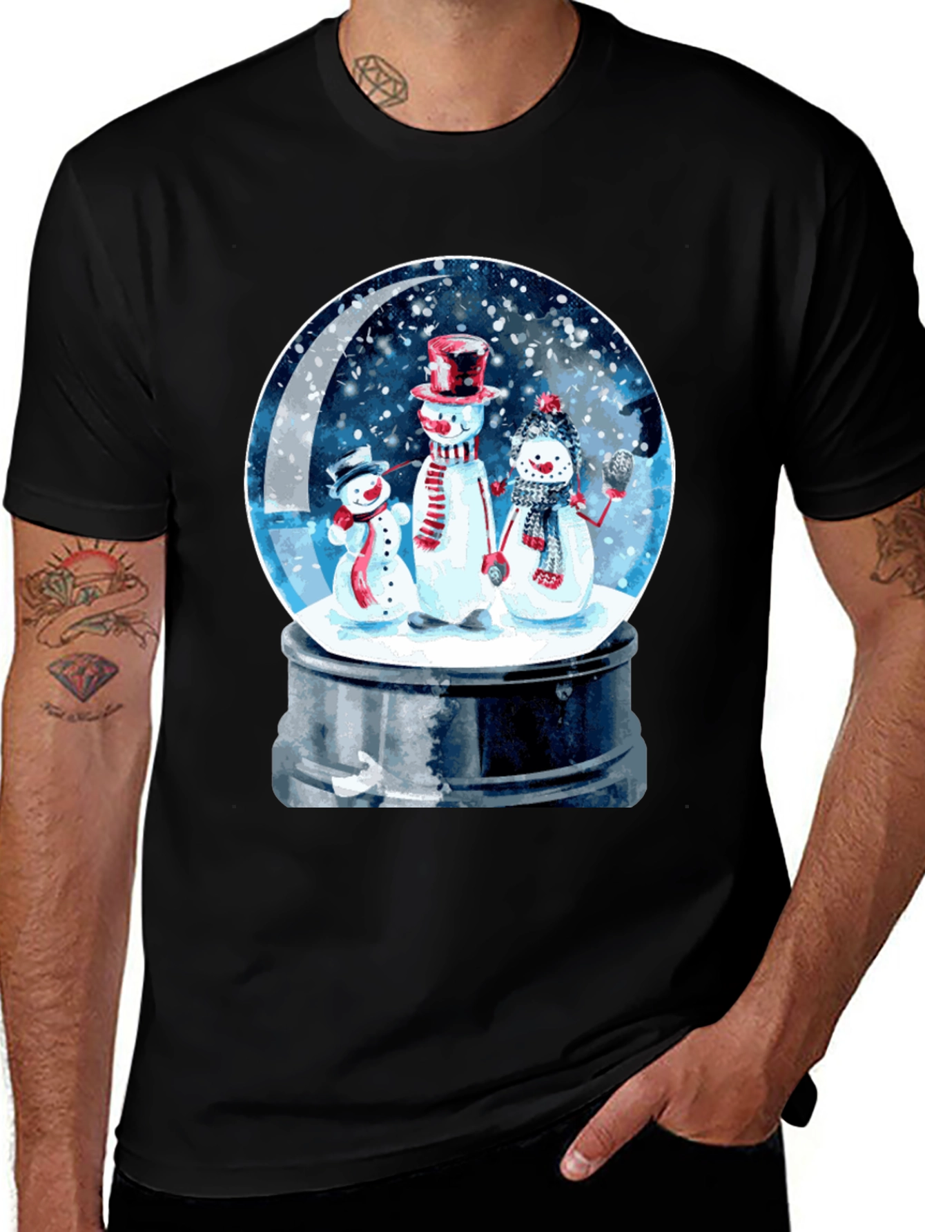 Snow Globe Snowman Family Graphic Tee