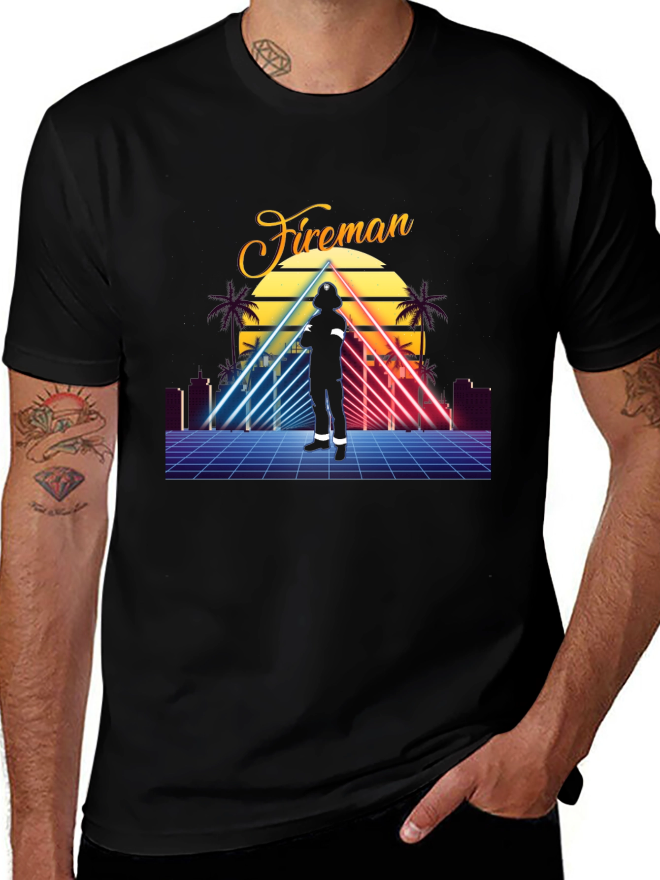 Variant 30 of Retro Fireman T-Shirt - Vintage Style Graphic Tee