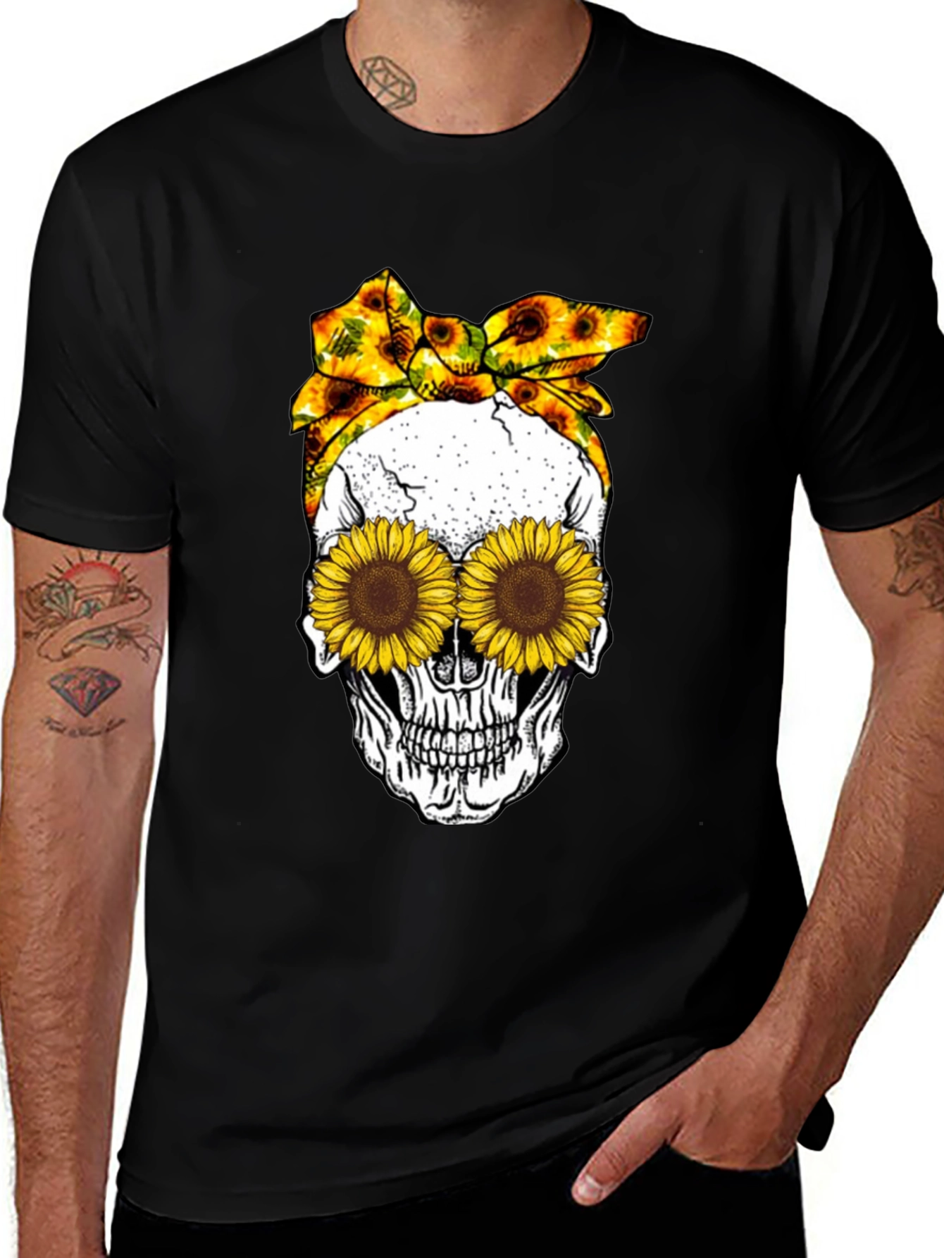 Variant 10 of Sunflower Skull Graphic Tee