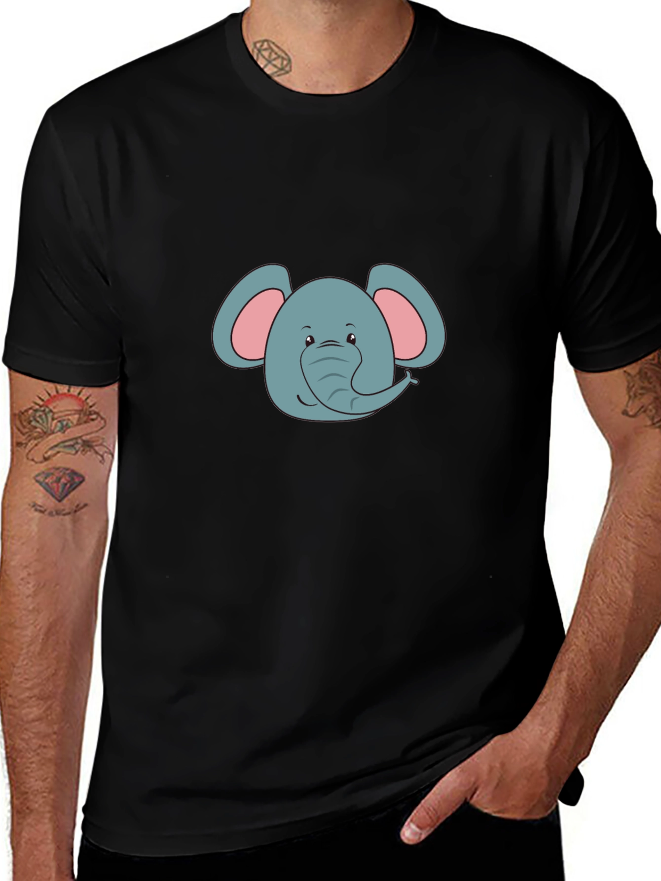 Variant 16 of Elephant Graphic Print Black T-Shirt