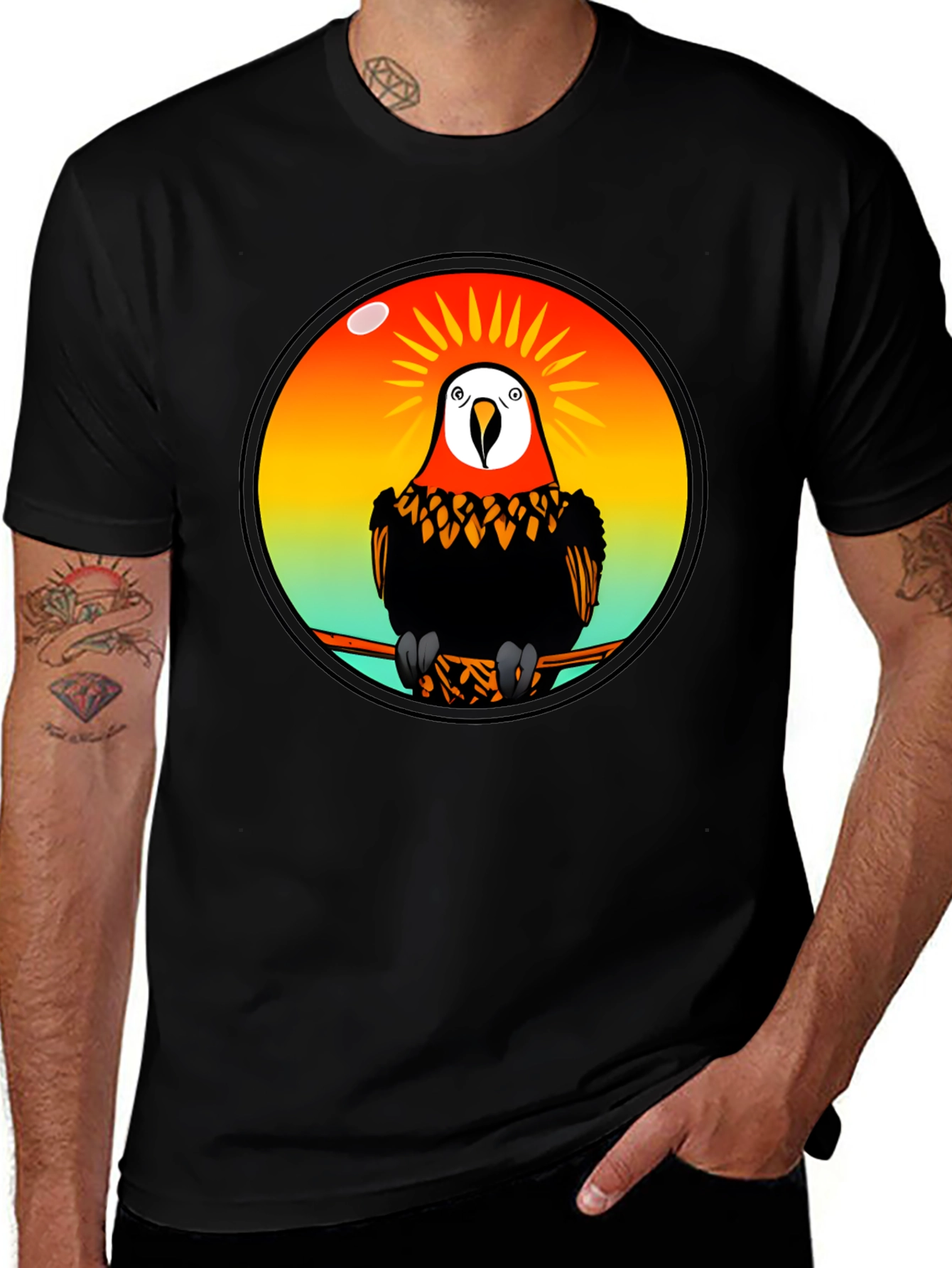 Variant 3 of Parrot Graphic T-Shirt - Men's Black Tee