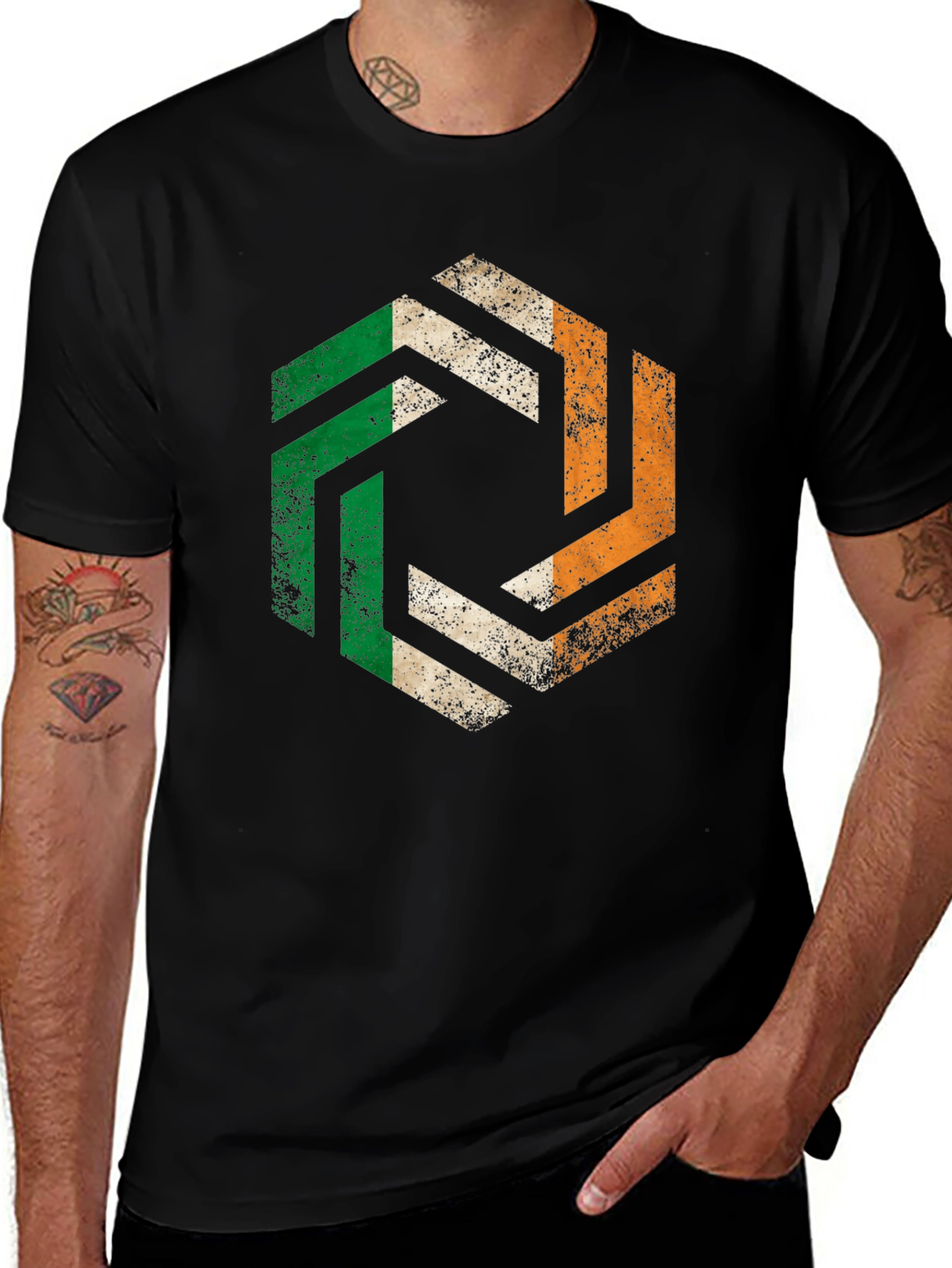 Irish Pride Hexagon Tee - Ireland Flag Graphic T-Shirt