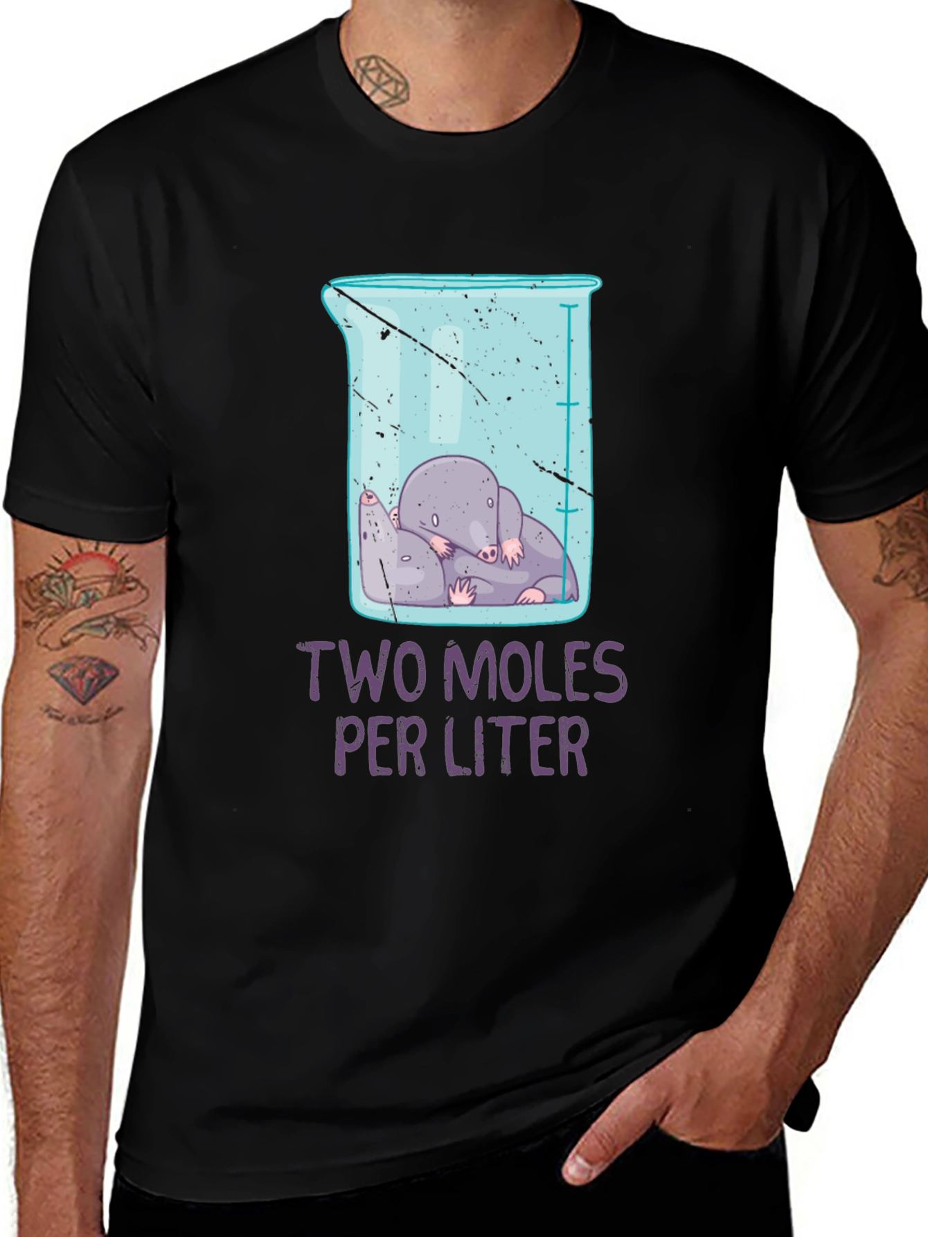 Variant 10 of Two Moles Per Liter Science Humor T-Shirt