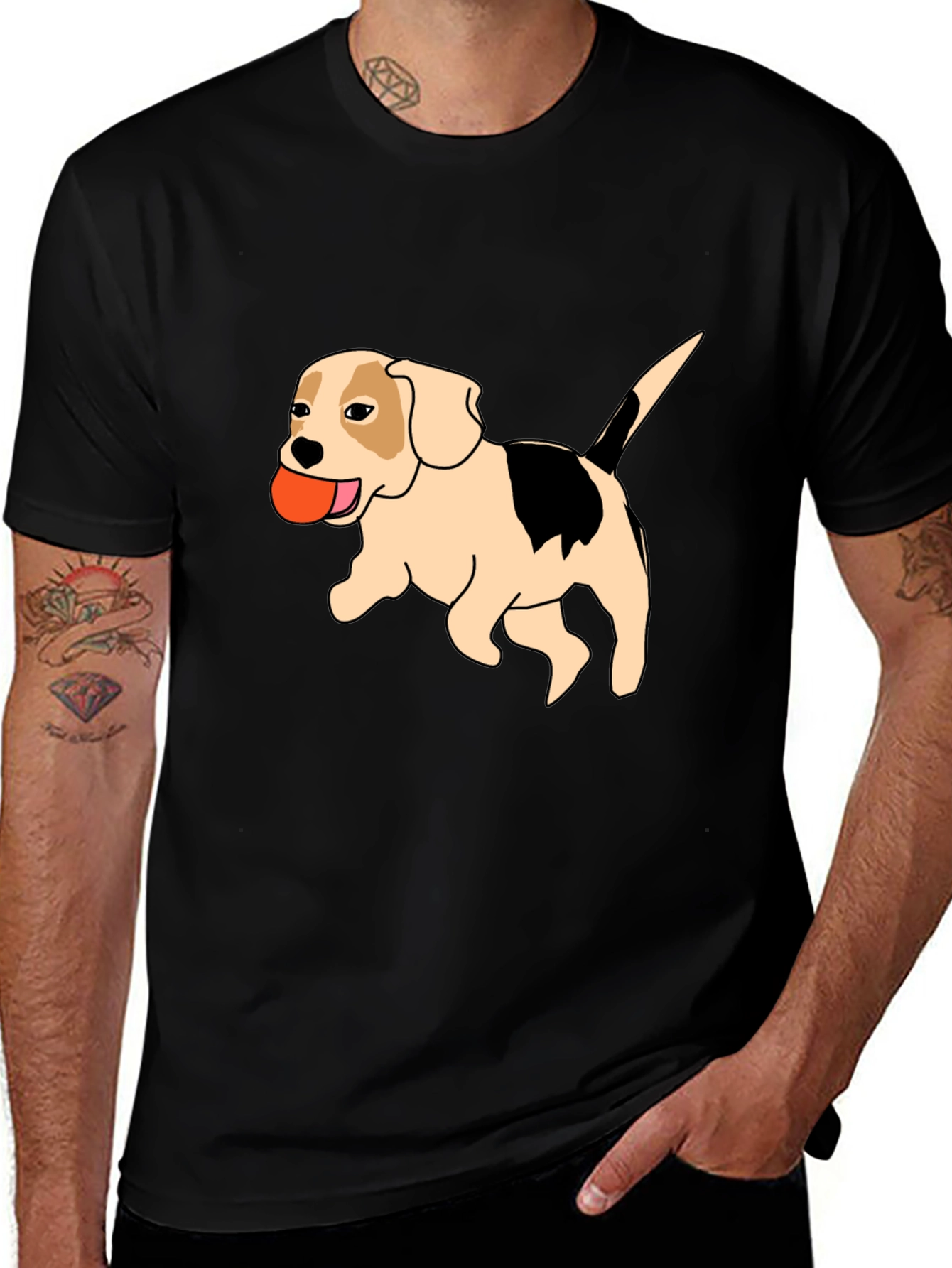 Variant 13 of Cute Beagle Dog T-Shirt - Black