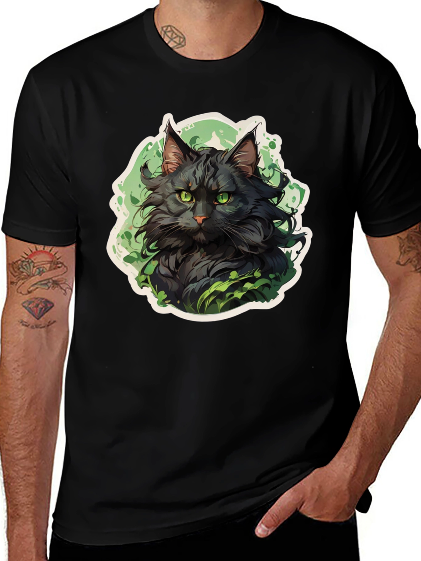Variant 7 of Black Cat Graphic Tee - Stylish Animal Lover's Shirt