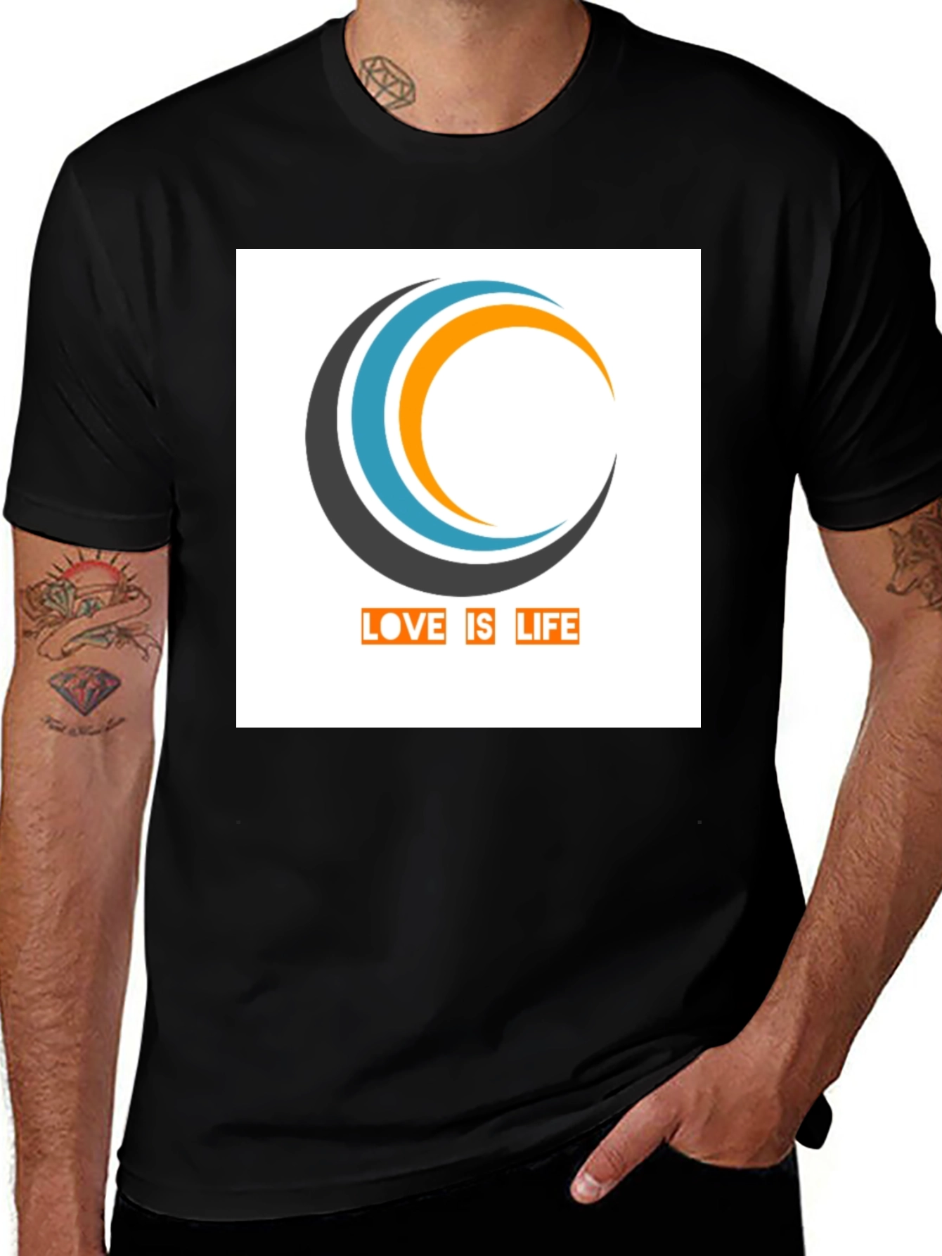 Variant 9 of Love is Life Graphic T-Shirt - Stylish Black Tee
