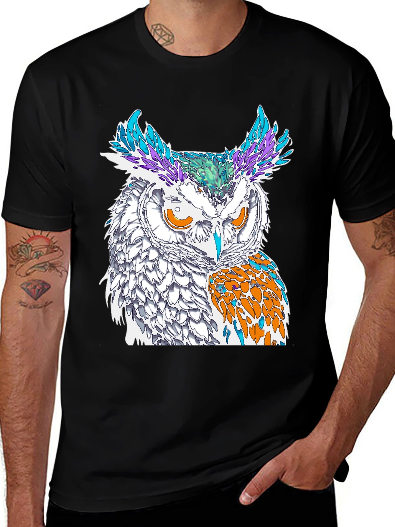 Variant 18 of Owl Graphic Black T-Shirt, Unique Design