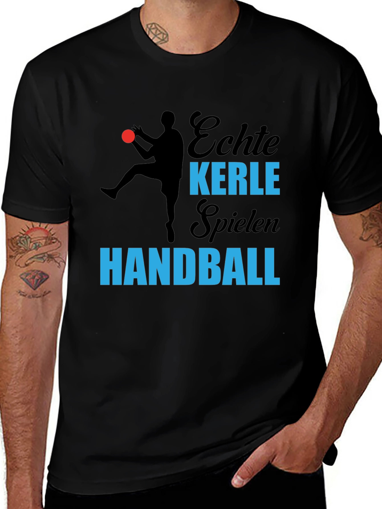 Black Echte Kerle Handball T-Shirt - Black main image