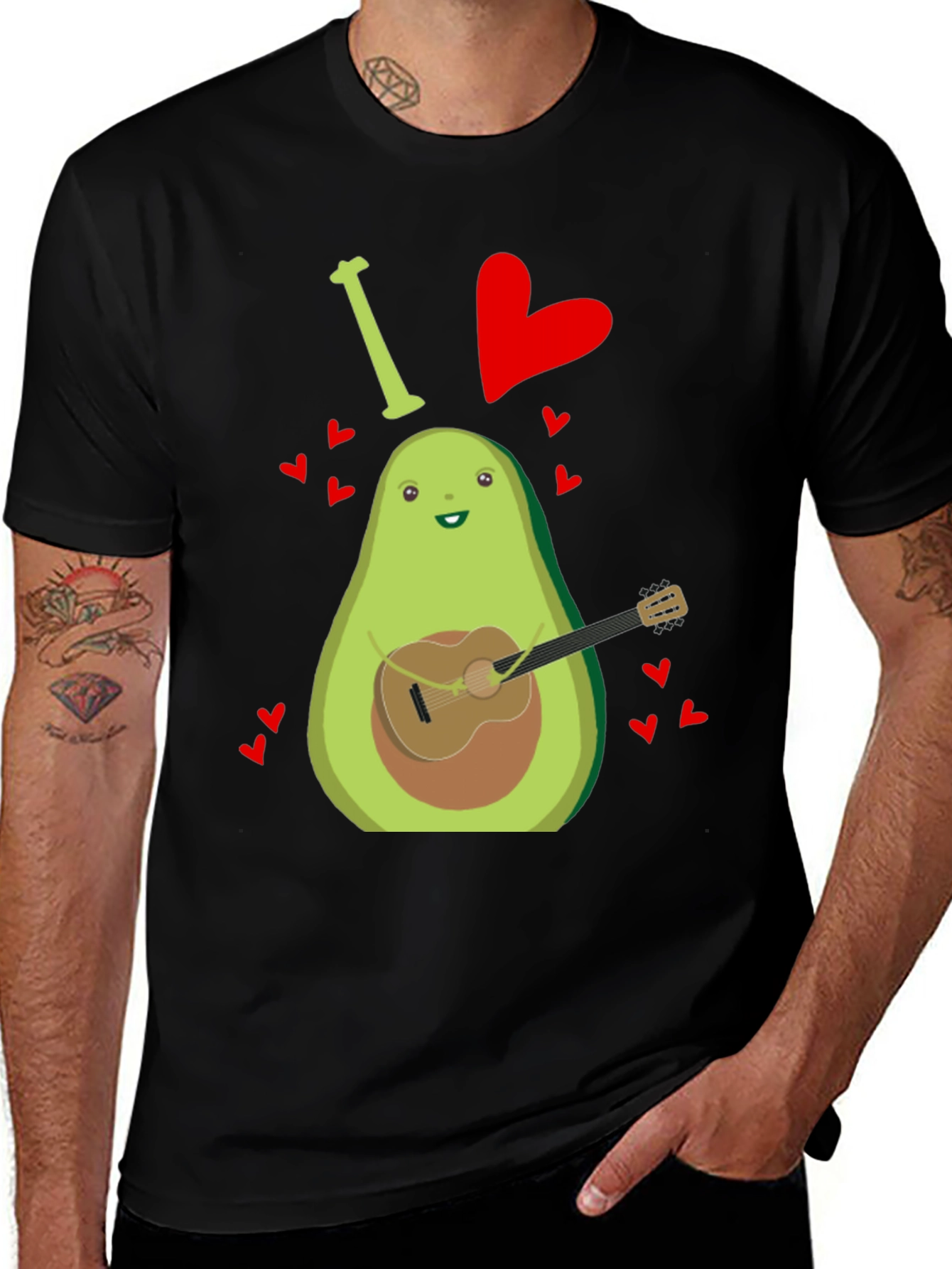 Variant 3 of Avocado Guitarist T-Shirt - I Heart Music Tee