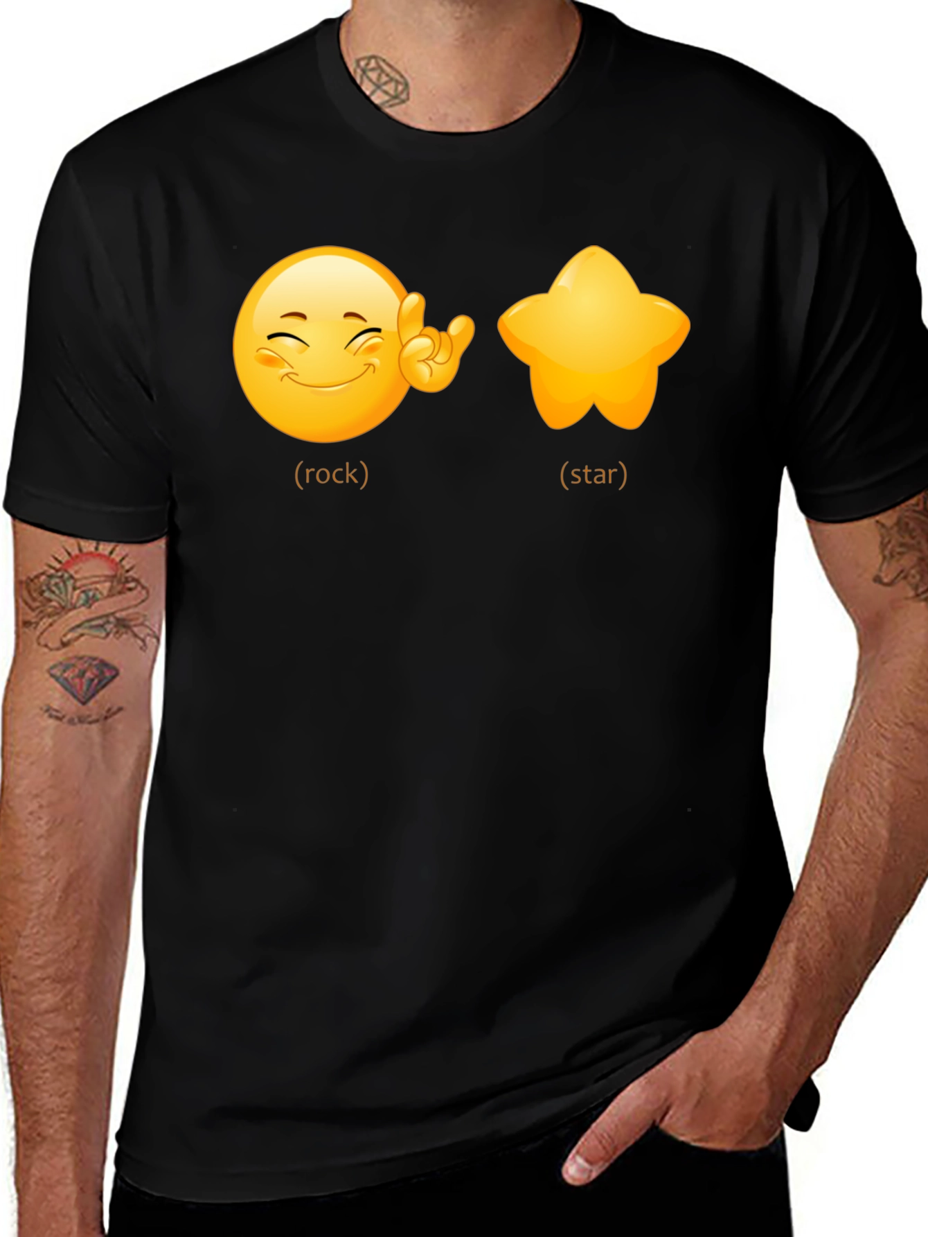 Variant 28 of Rockstar Emoji Graphic Tee - Black