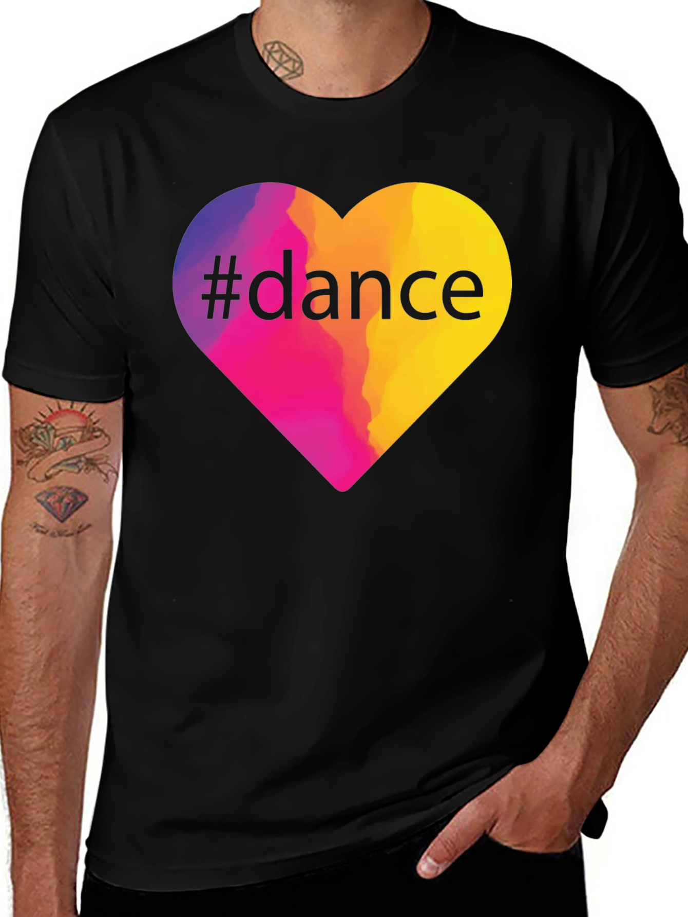 Variant 11 of #Dance Heart Graphic Tee - Black Cotton T-Shirt
