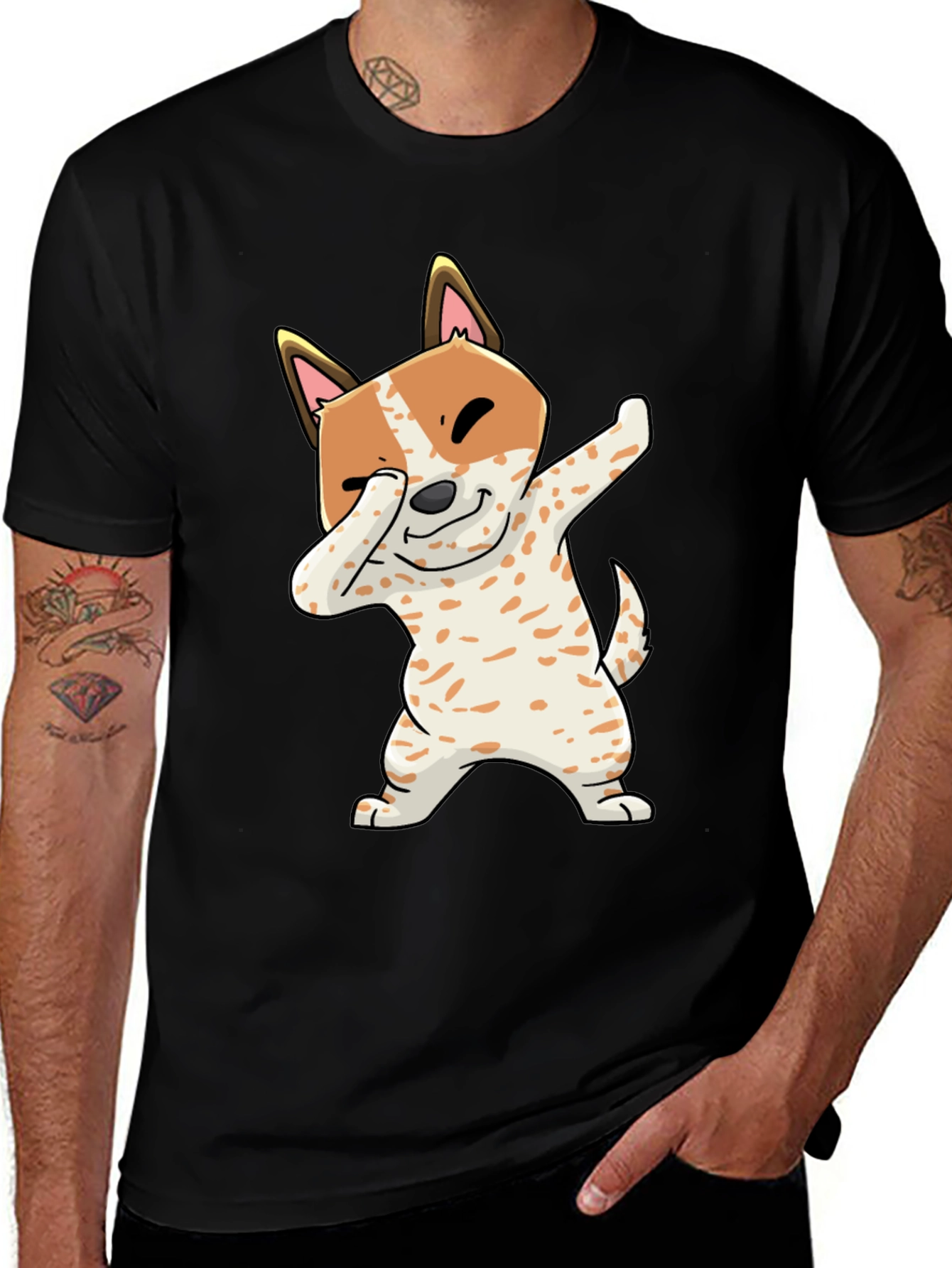 Variant 6 of Dabbing Dog Graphic Tee - Trendy & Fun!