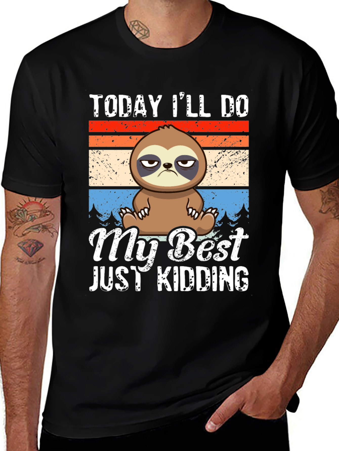 Variant 15 of Funny Sloth Graphic Tee - Today I'll Do My Best