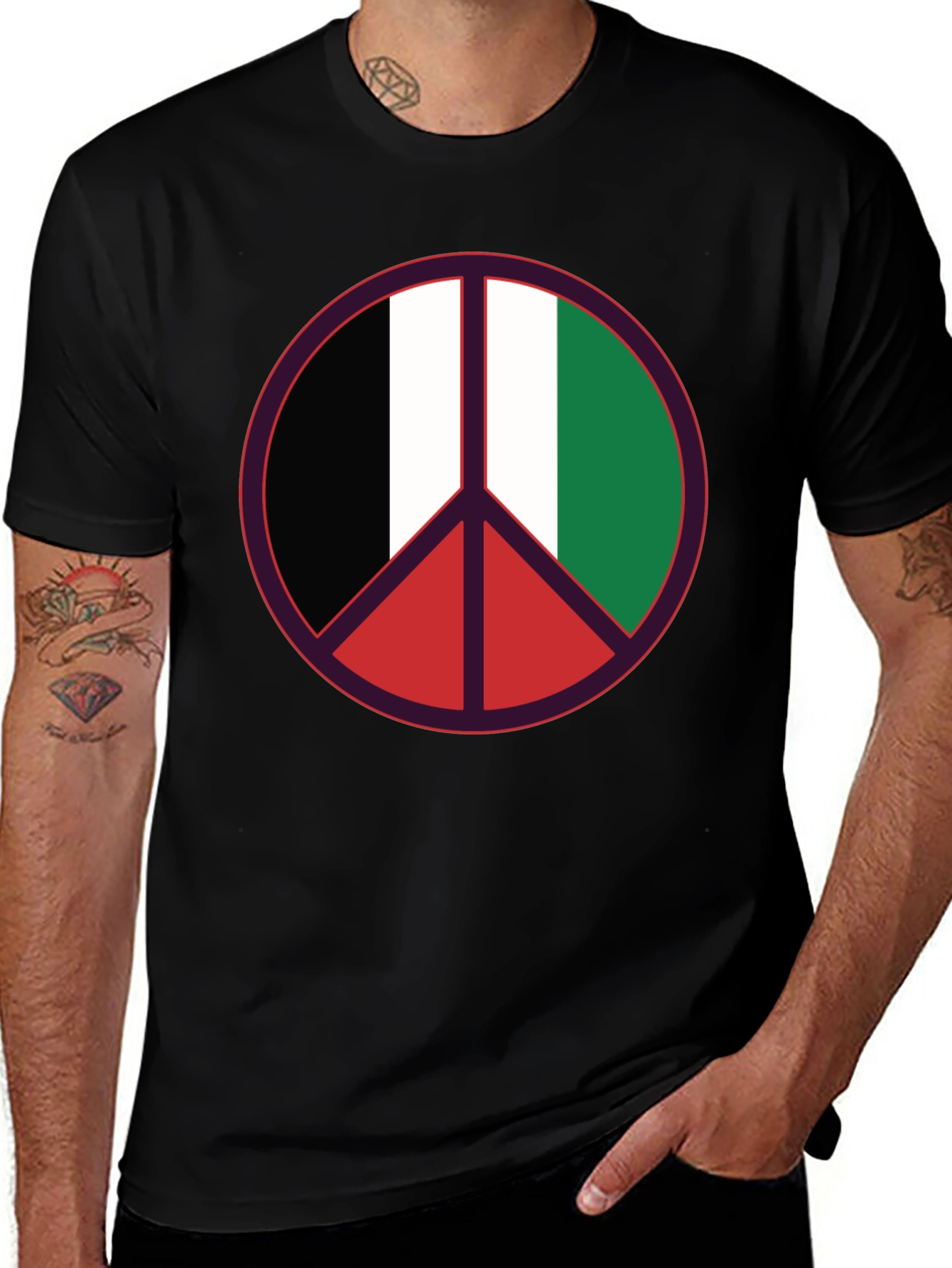 Variant 17 of Peace Sign Italian Flag T-Shirt