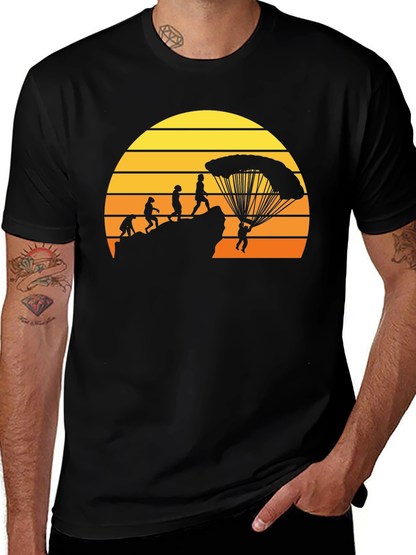 Variant 11 of Evolution of Man Parachute T-Shirt