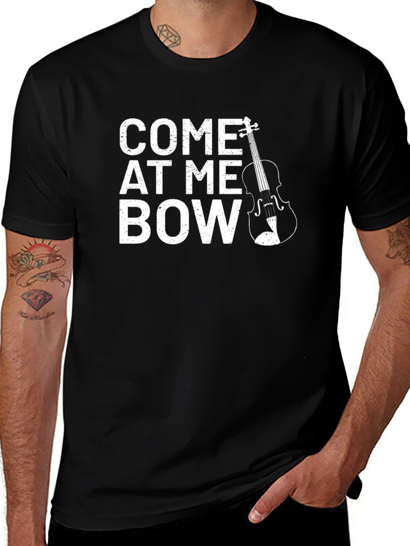 Variant 17 of Come At Me Bow Graphic Tee - Musician Humor T-Shirt