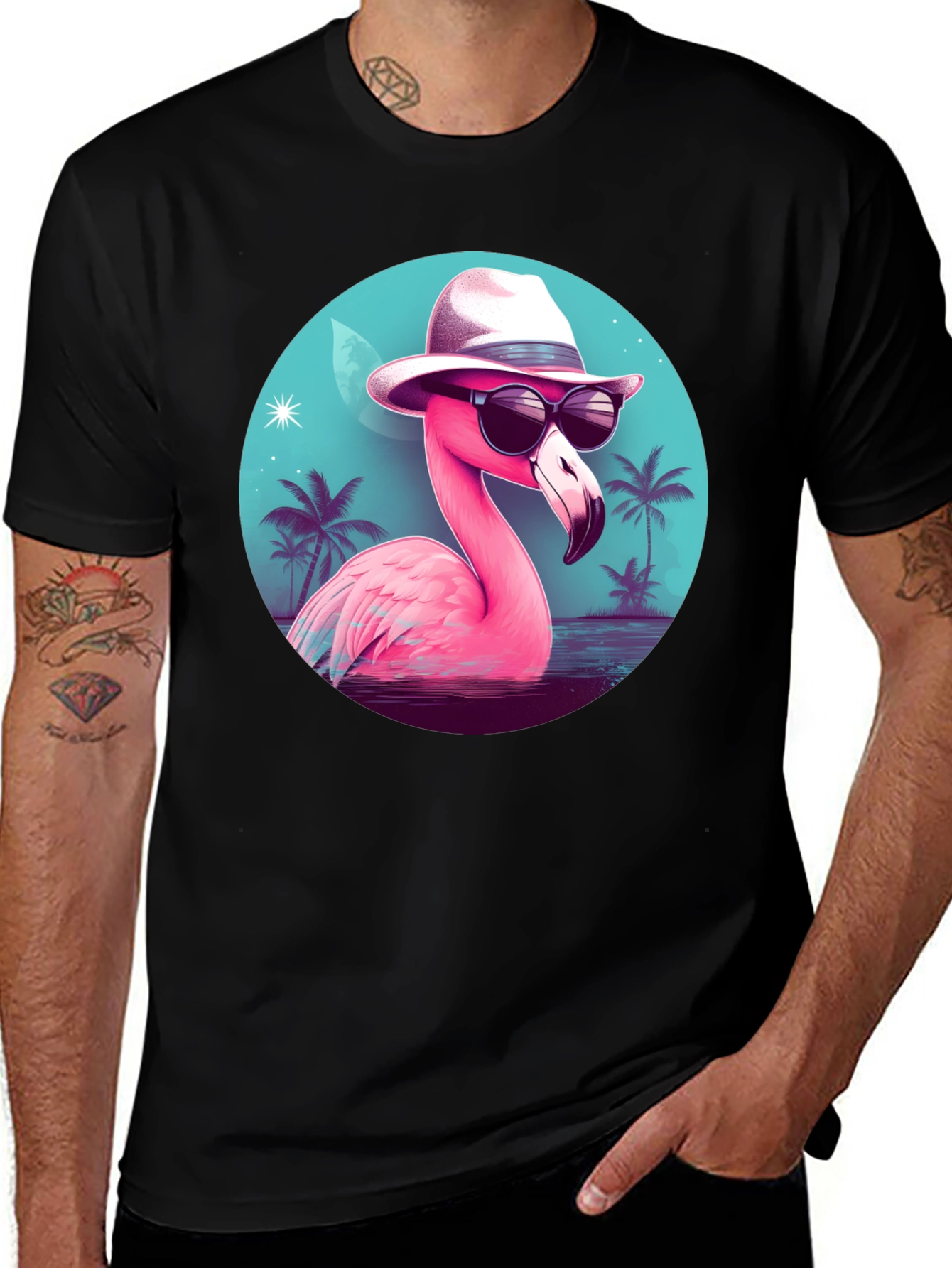 Variant 5 of Cool Flamingo Graphic Tee