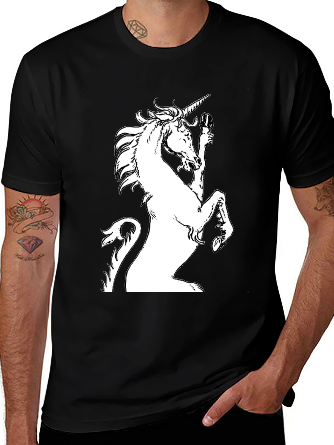 Variant 12 of Unicorn Graphic Tee - Black Cotton Shirt