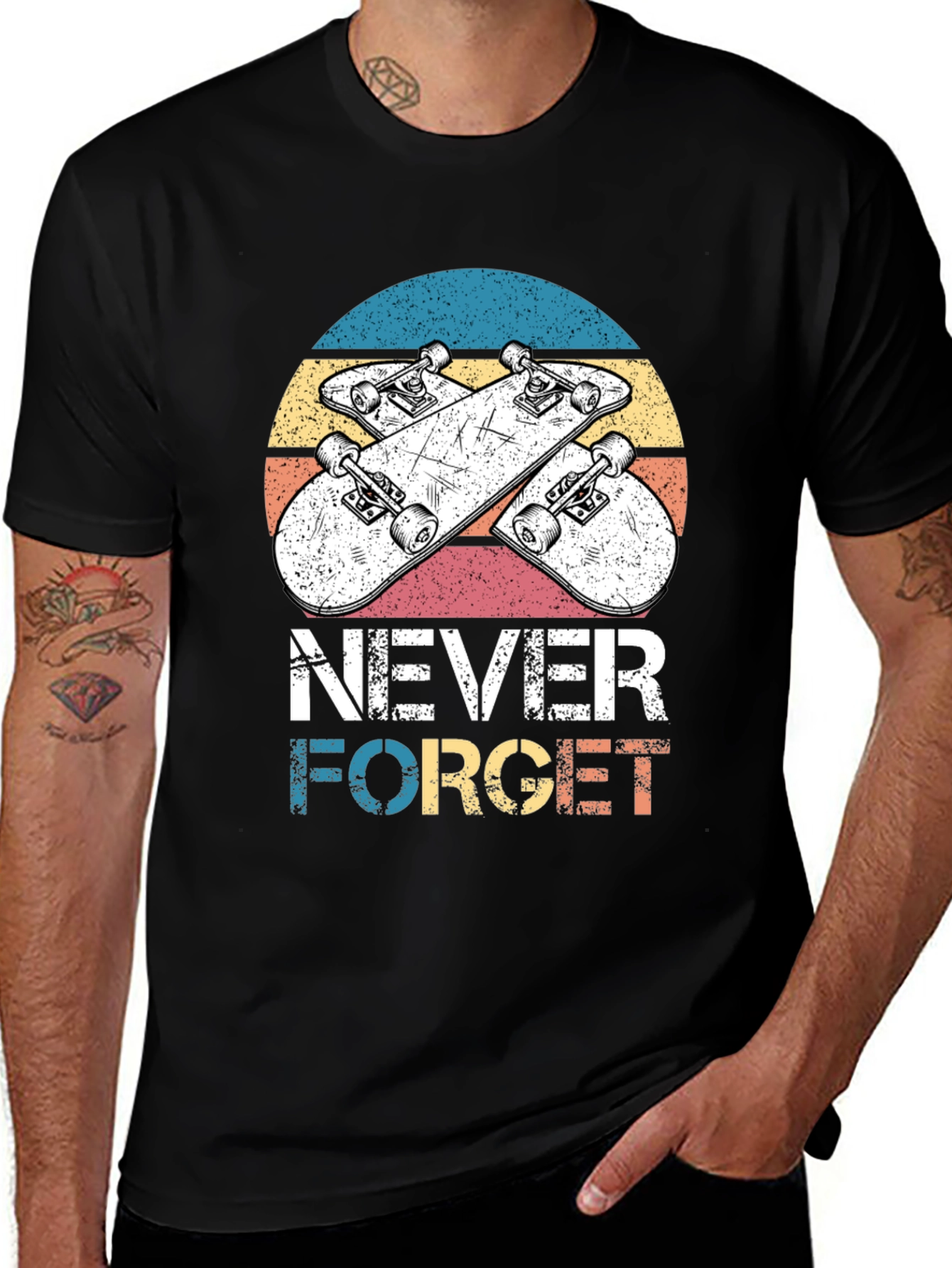 Variant 19 of Retro Skateboard T-Shirt - Never Forget Design