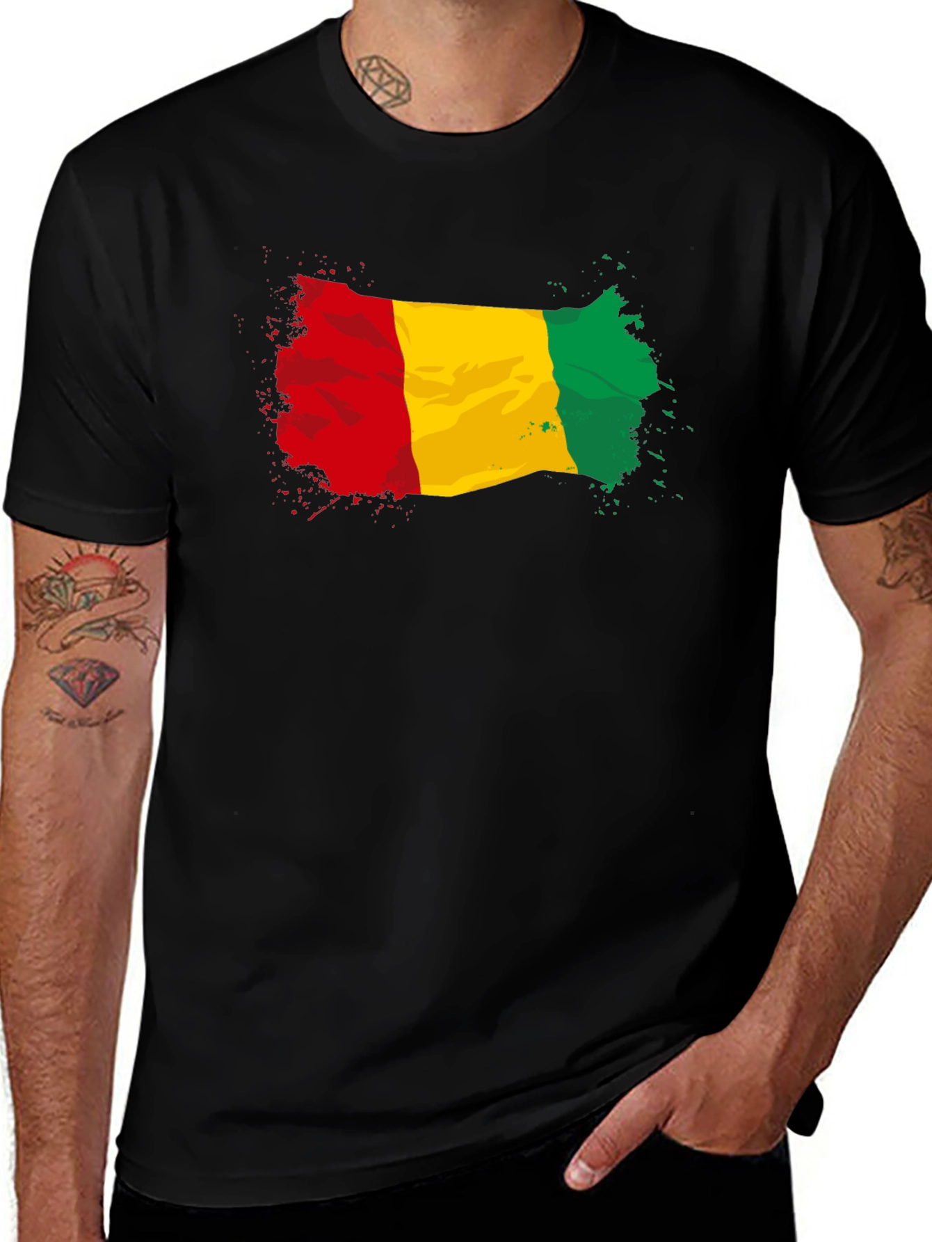 Guinea Flag Graphic Tee - Black Cotton T-Shirt