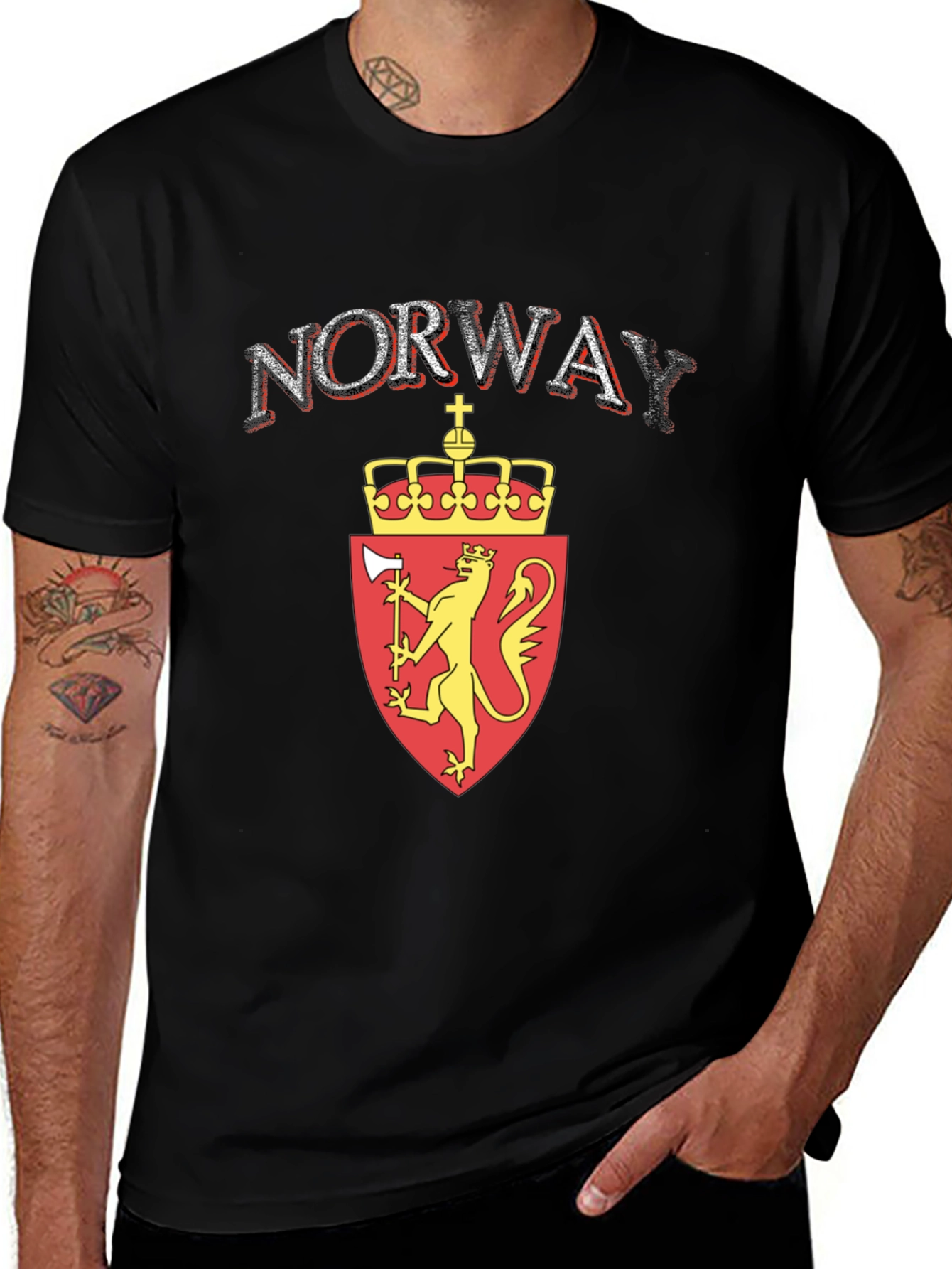 Norway Flag Lion T-Shirt - Black Graphic Tee