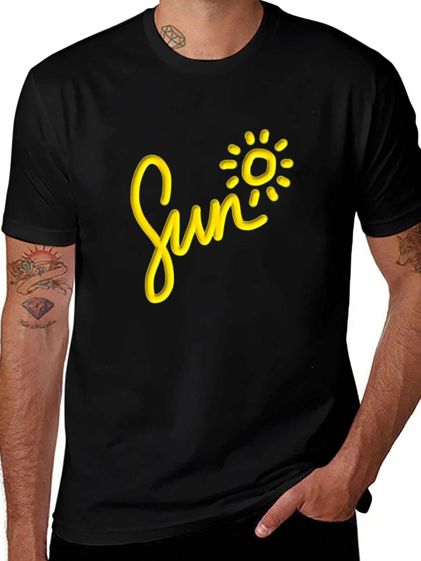 Variant 23 of Black T-Shirt with "Sun" Graphic