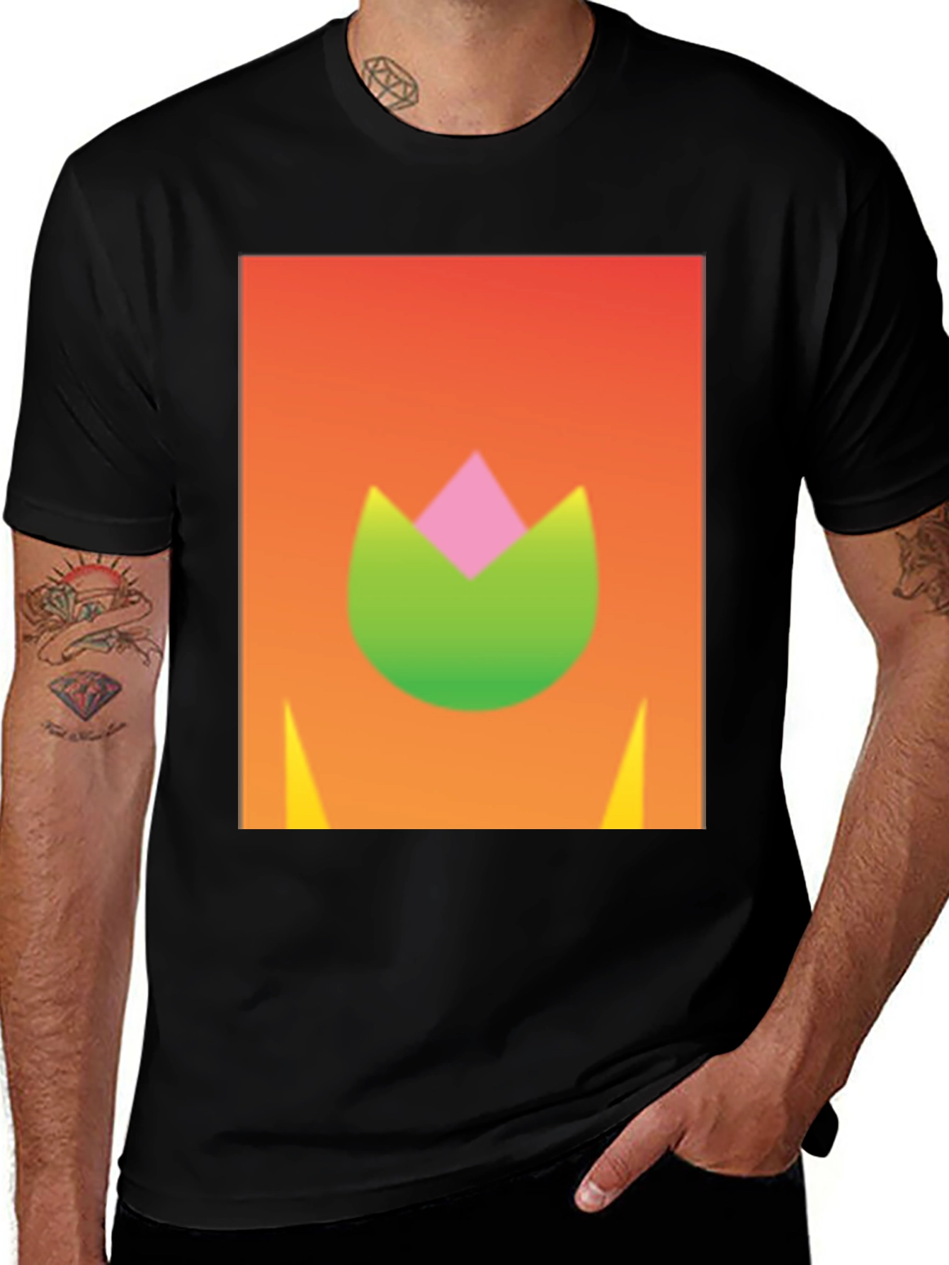 Variant 30 of Modern Tulip Graphic Black T-Shirt