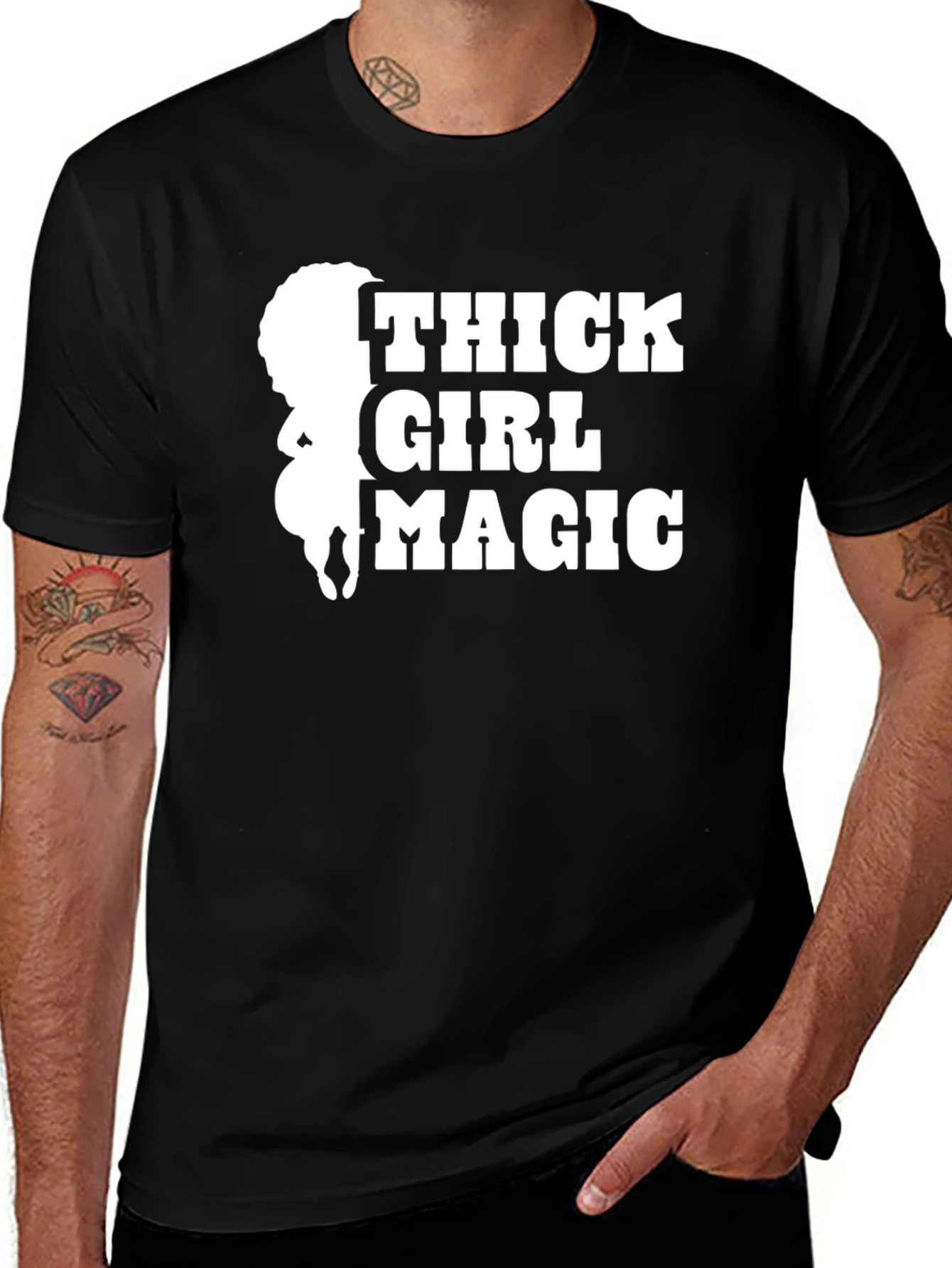 Variant 16 of Thick Girl Magic Graphic Tee - Black Cotton