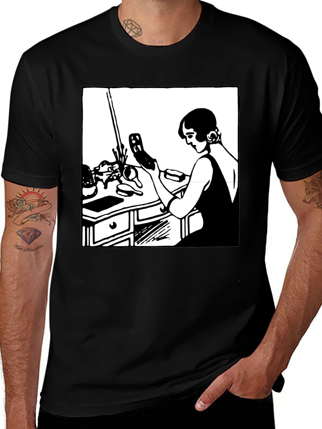 Variant 24 of Retro Style Graphic Tee - Black T-Shirt