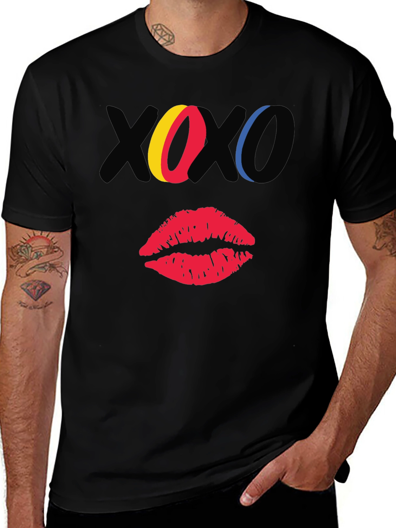 Variant 25 of XOXO Kiss Graphic Print Black Casual T-Shirt