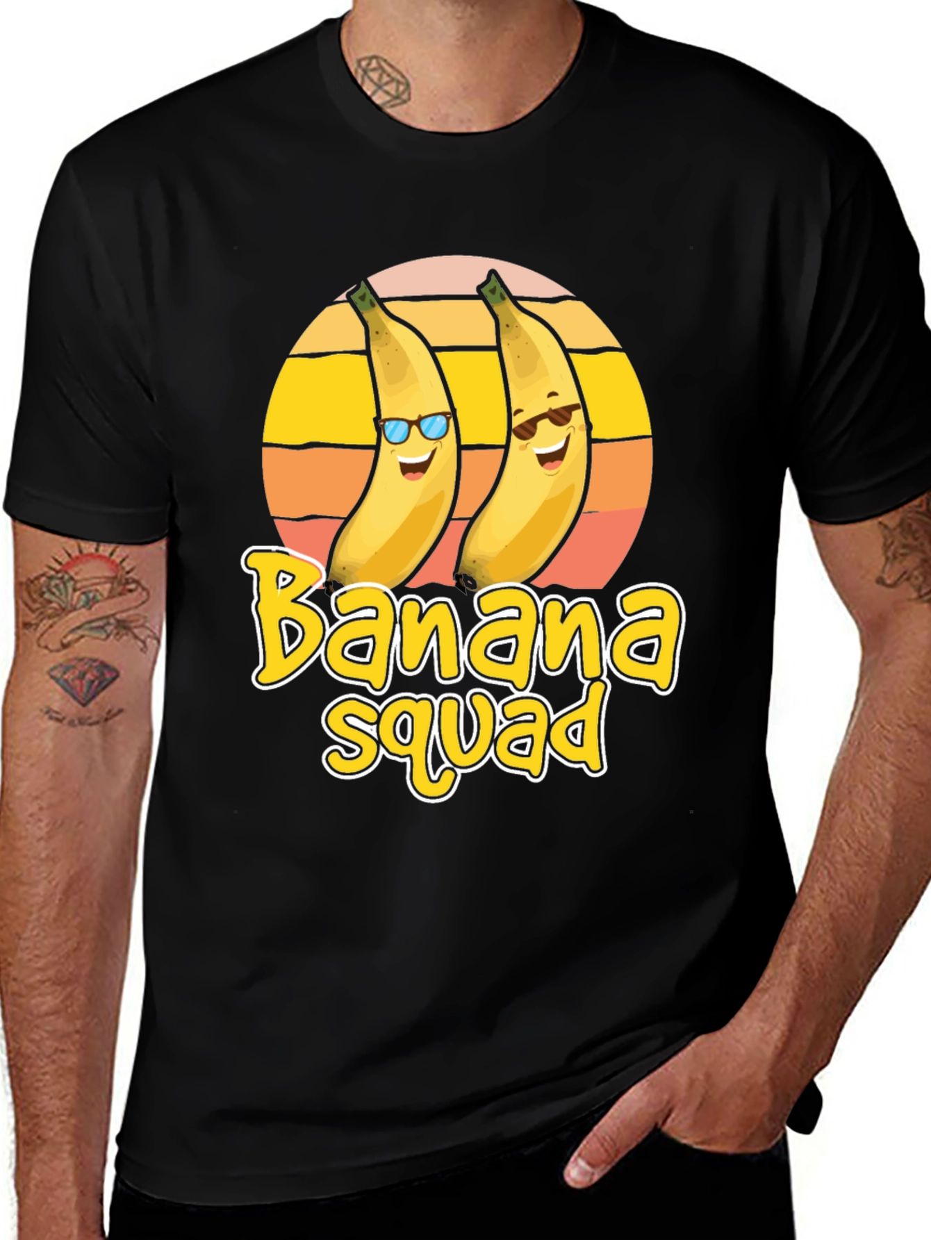 Banana Squad Graphic Tee - Cool Fruit Cartoon Shirt