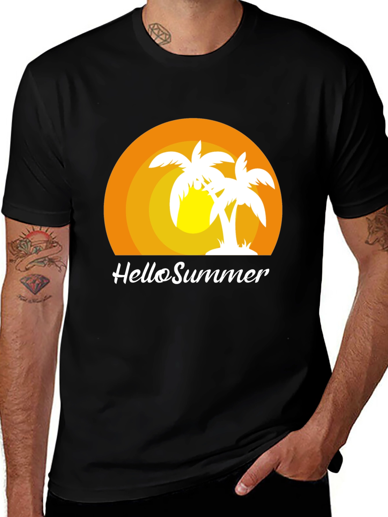 Variant 10 of Hello Summer Palm Tree Graphic Tee