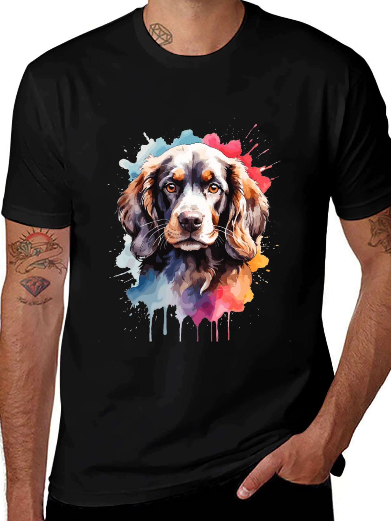 Variant 30 of Dog Watercolor Art Black T-Shirt