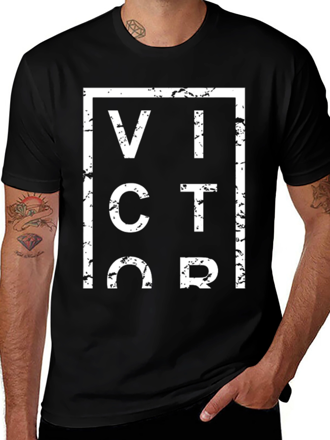 Variant 24 of Victor Graphic Tee - Black Cotton T-Shirt
