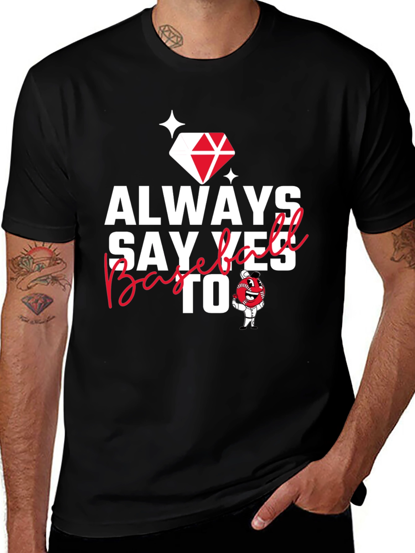 Variant 18 of Always Say Yes to Baseball Graphic Tee