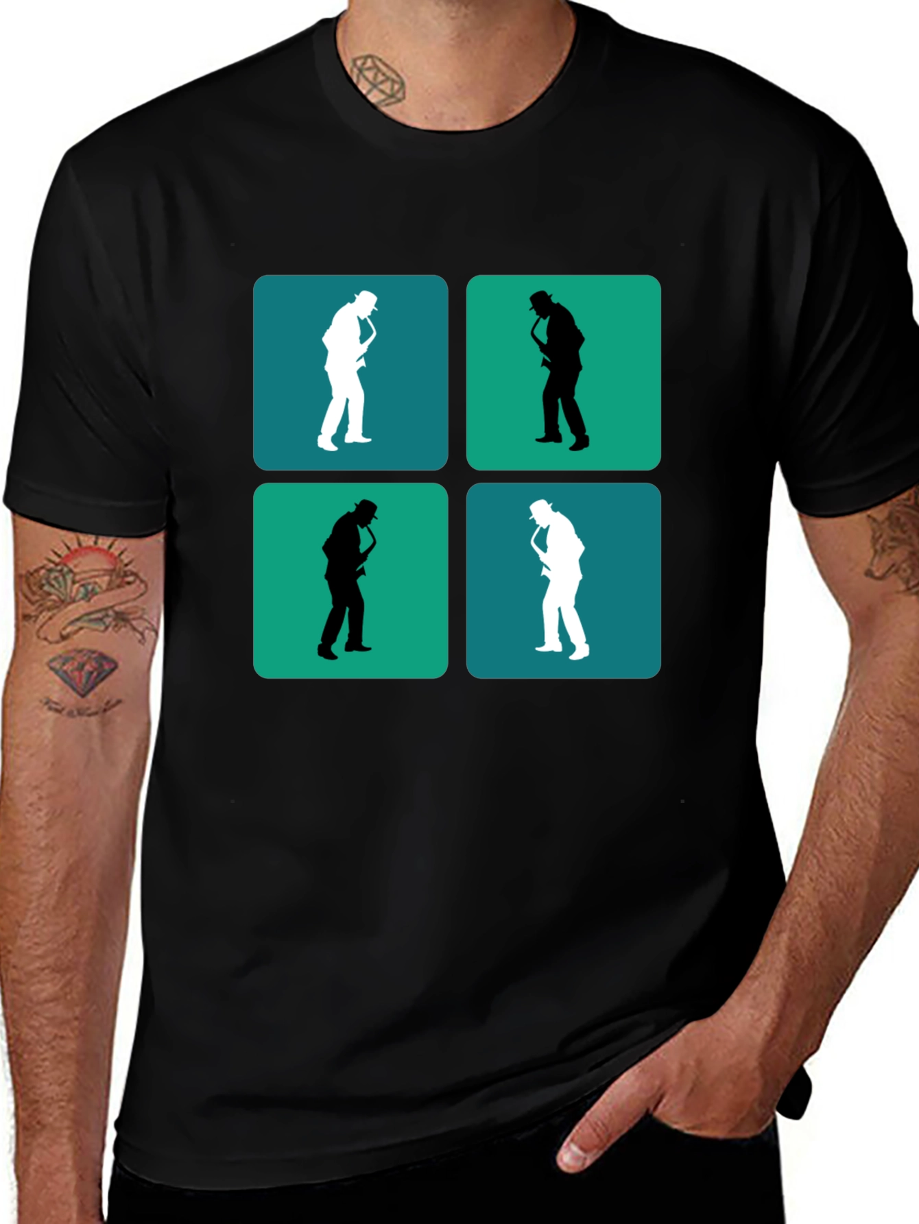 Variant 4 of Saxophone Silhouette Graphic Print T-Shirt