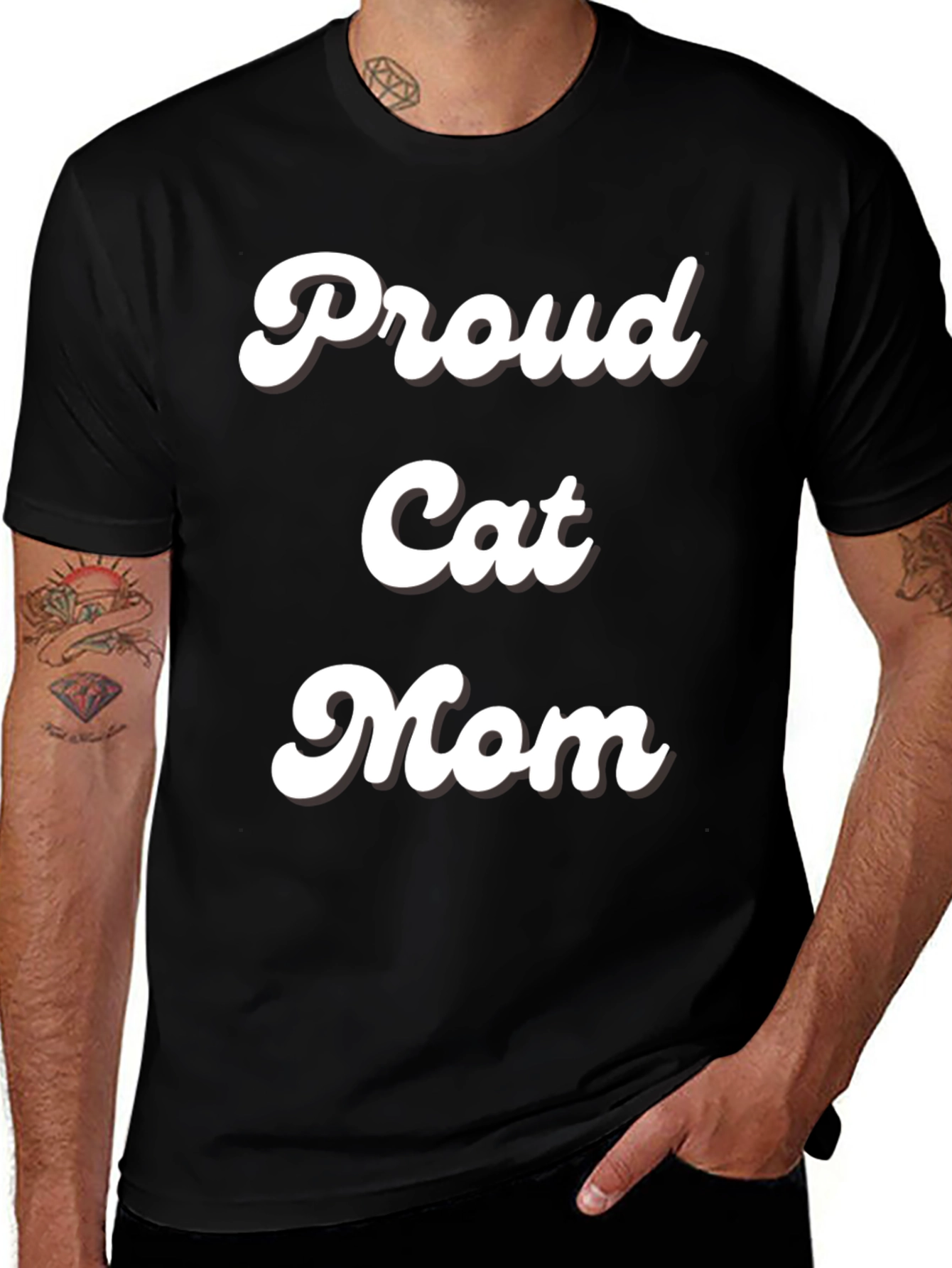 Variant 13 of Proud Cat Mom T-Shirt - Black, Casual