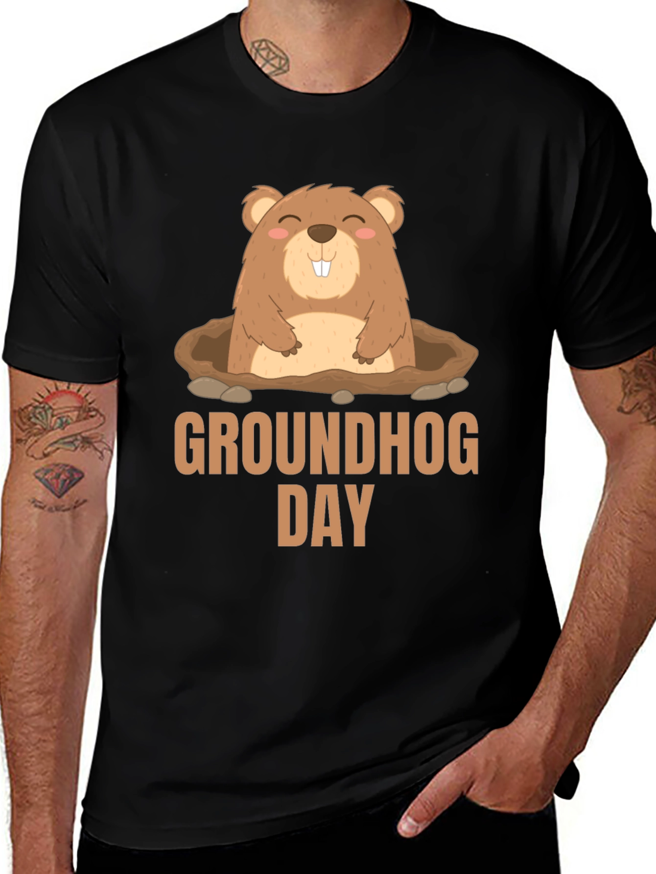 Groundhog Day T-Shirt - Cute Cartoon Marmot Design