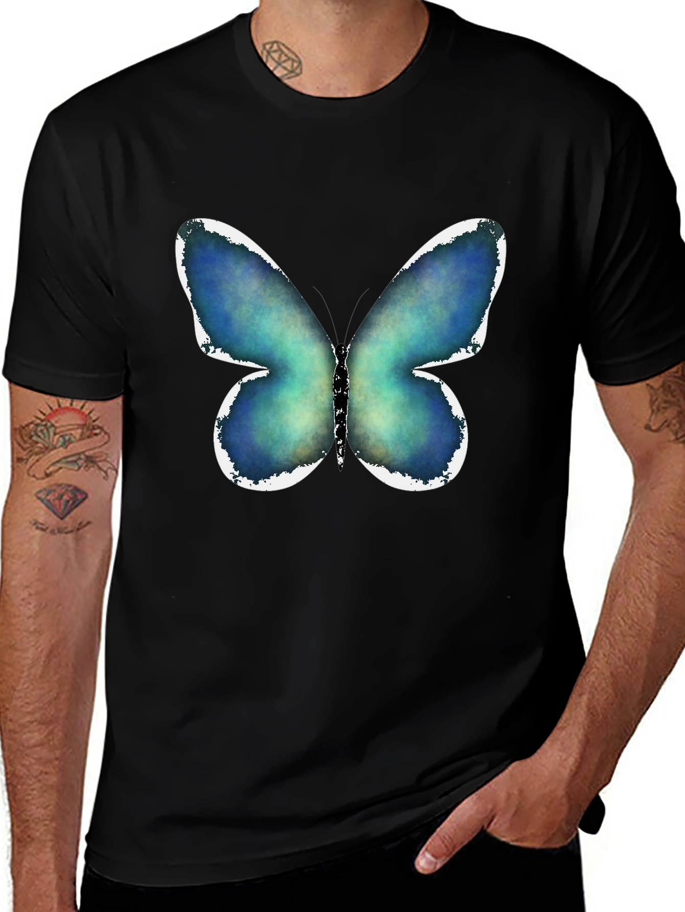 Variant 22 of Butterfly Graphic Print Black T-Shirt