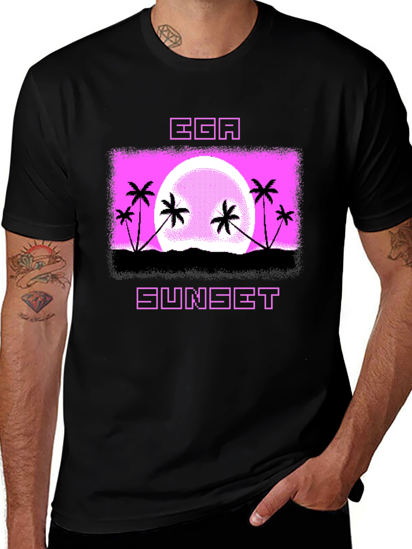 Variant 20 of EGA Sunset Graphic Tee - Retro Style Black T-Shirt
