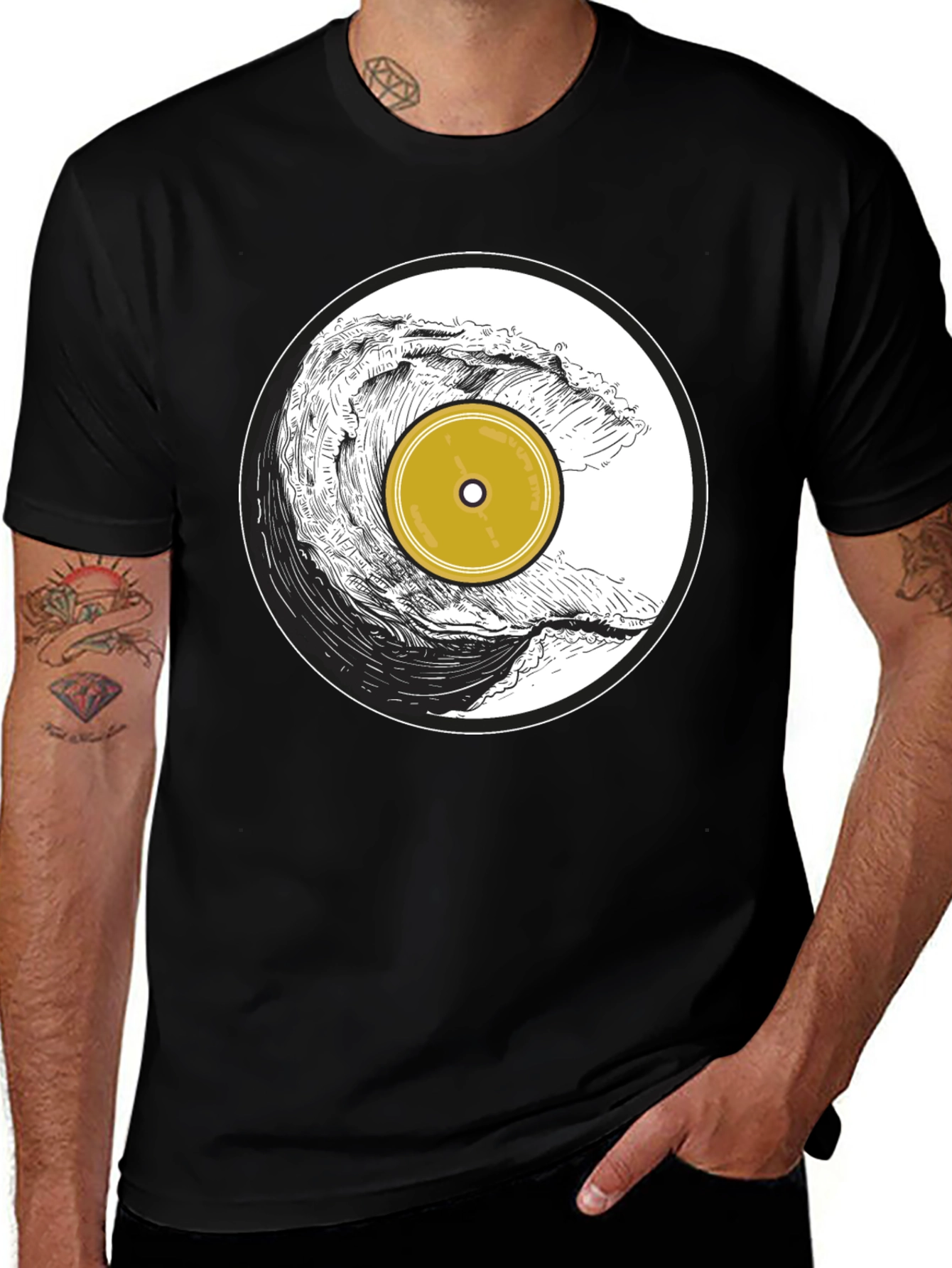 Variant 26 of Wave Vinyl Record Black Graphic T-Shirt